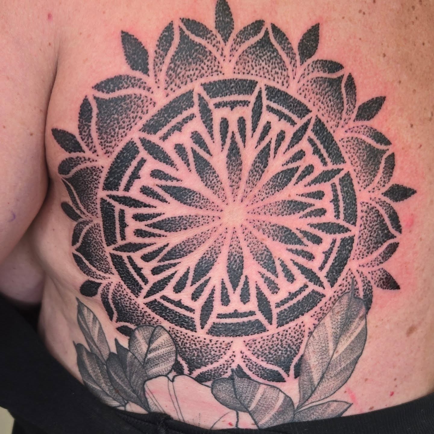 Tattoo by @chasehannatattoo — dotwork, geometric