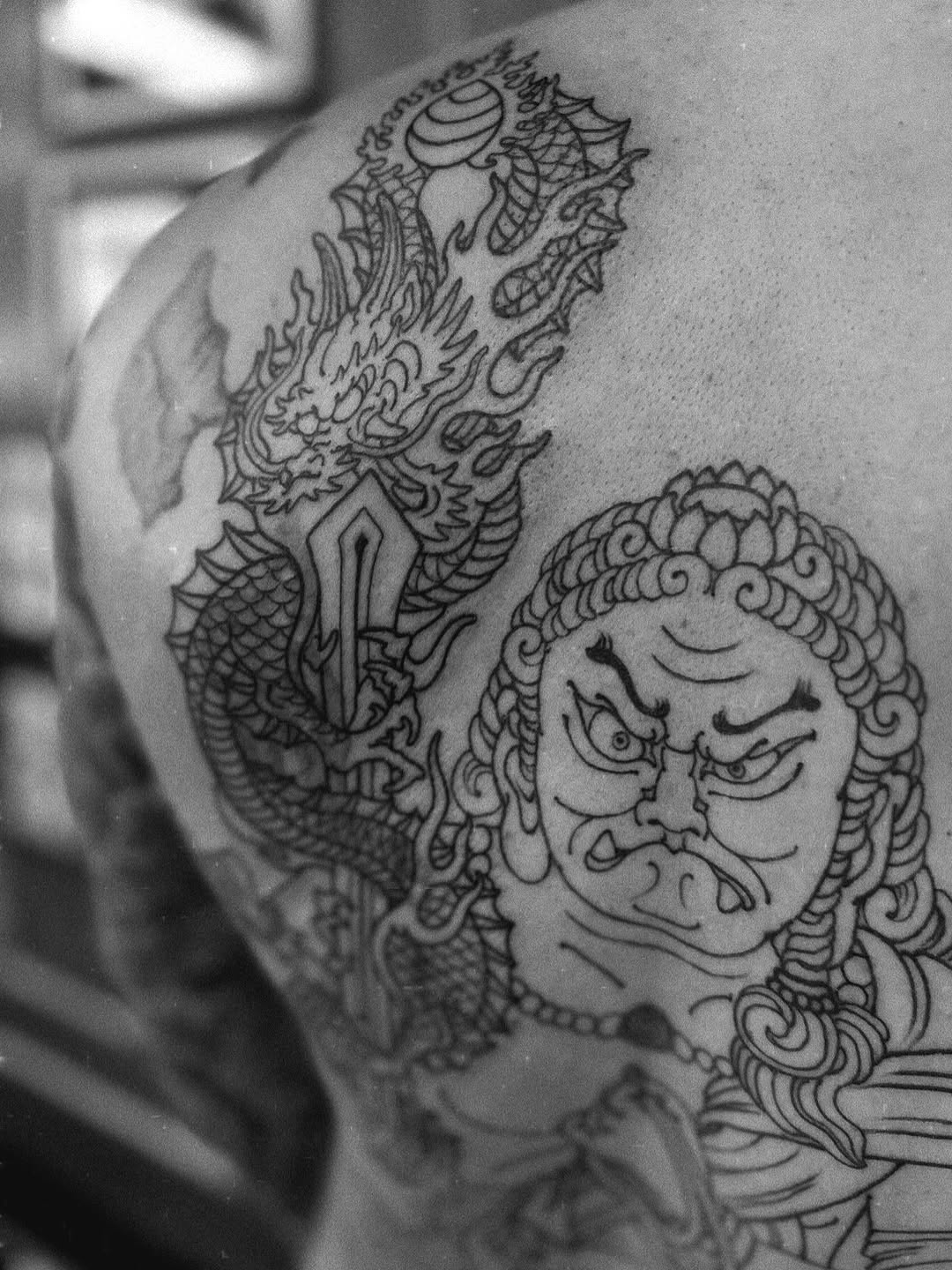 Tattoo by @candikinyobi — japanese_irezumi, black_and_grey