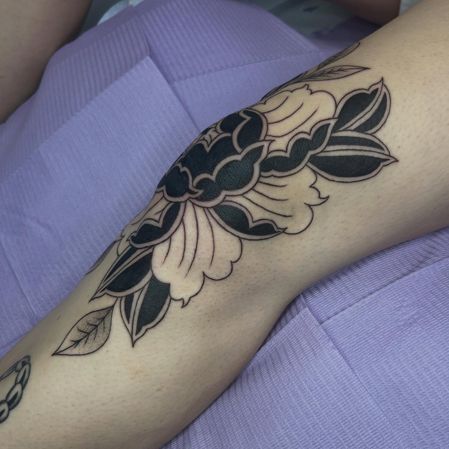 Floral design black and grey tattoo on the forearm by *♡+:・゚* caroline ✩*:・゚✧*:・゚