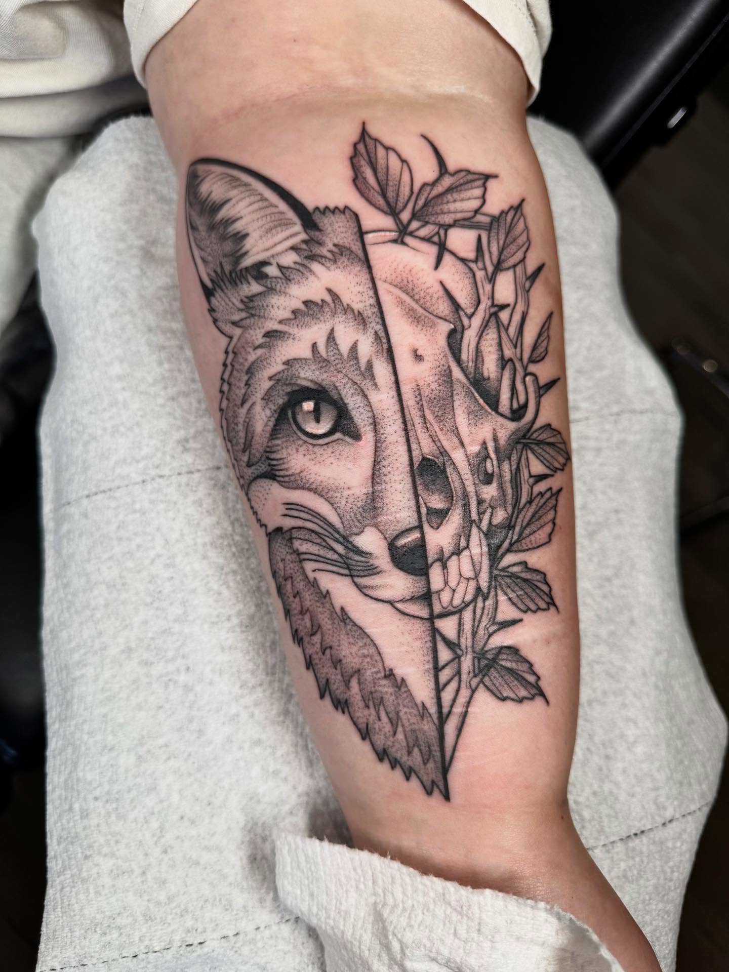 Tattoo by @milesromerotattoos — dotwork, realism