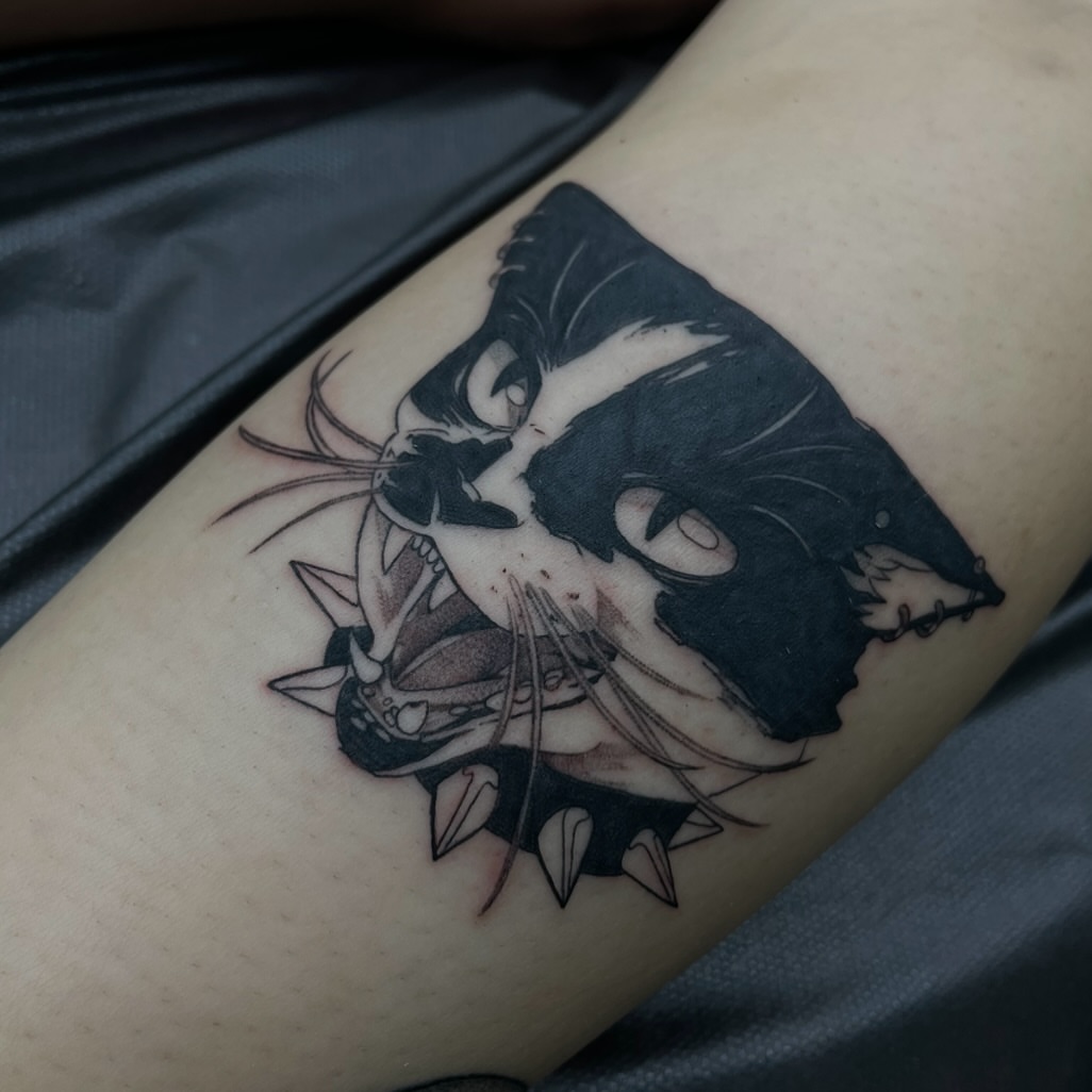 Cat realism tattoo on the forearm by kaylee