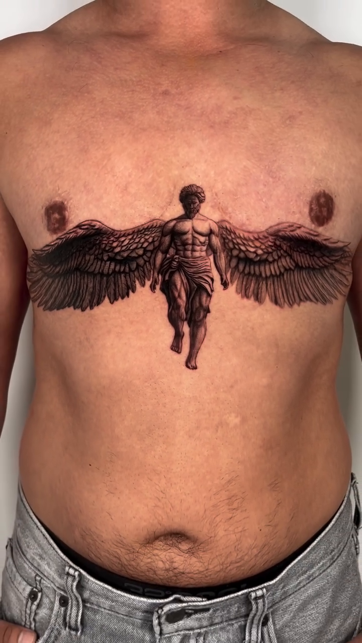 Angel realism tattoo by Longtea