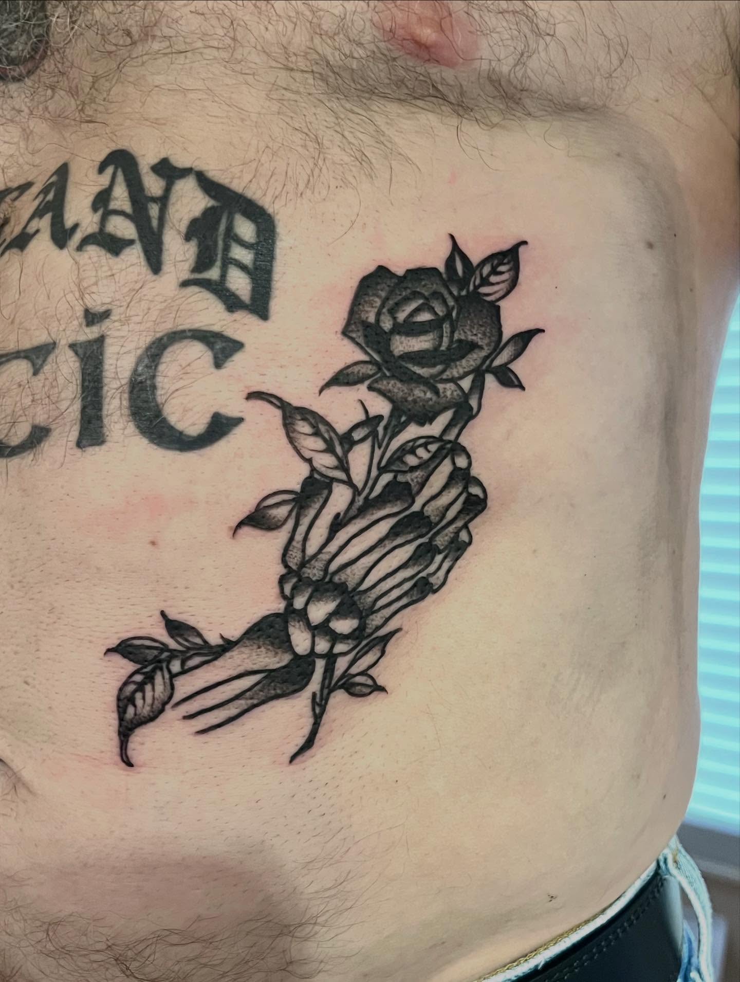 Tattoo by @woodrowtattoo — black_and_grey