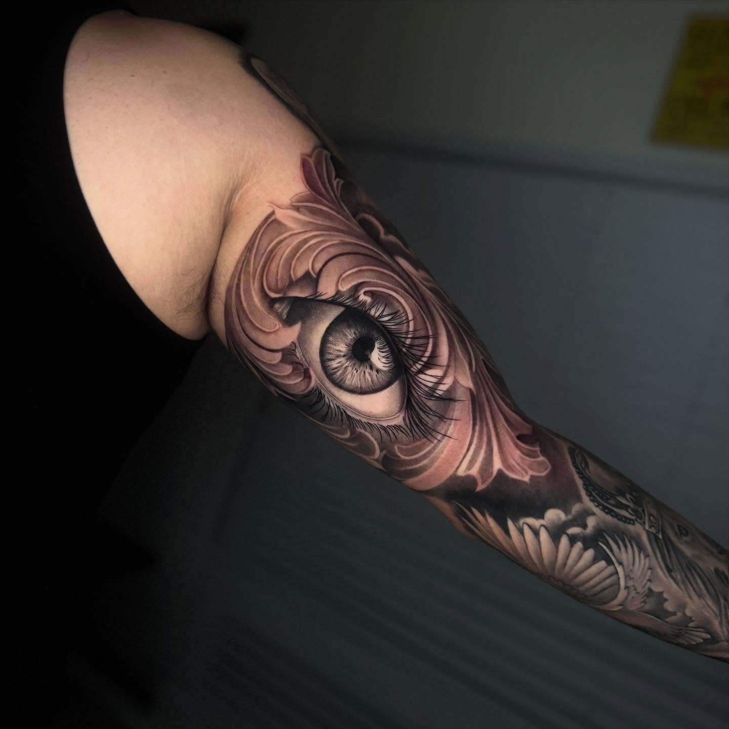 Eye realism tattoo on the forearm by Geo