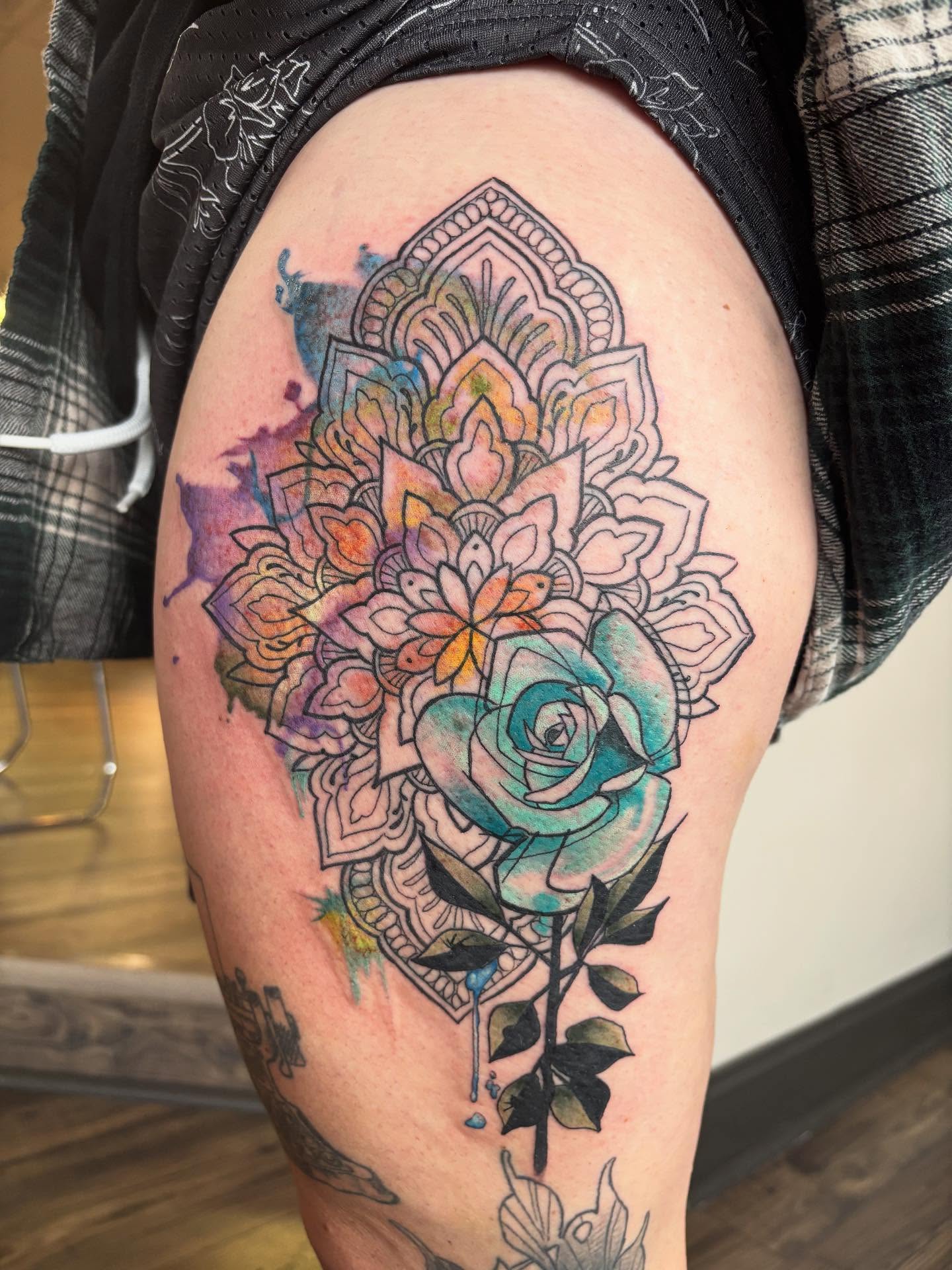 Tattoo by @cynicalprick — watercolor, geometric