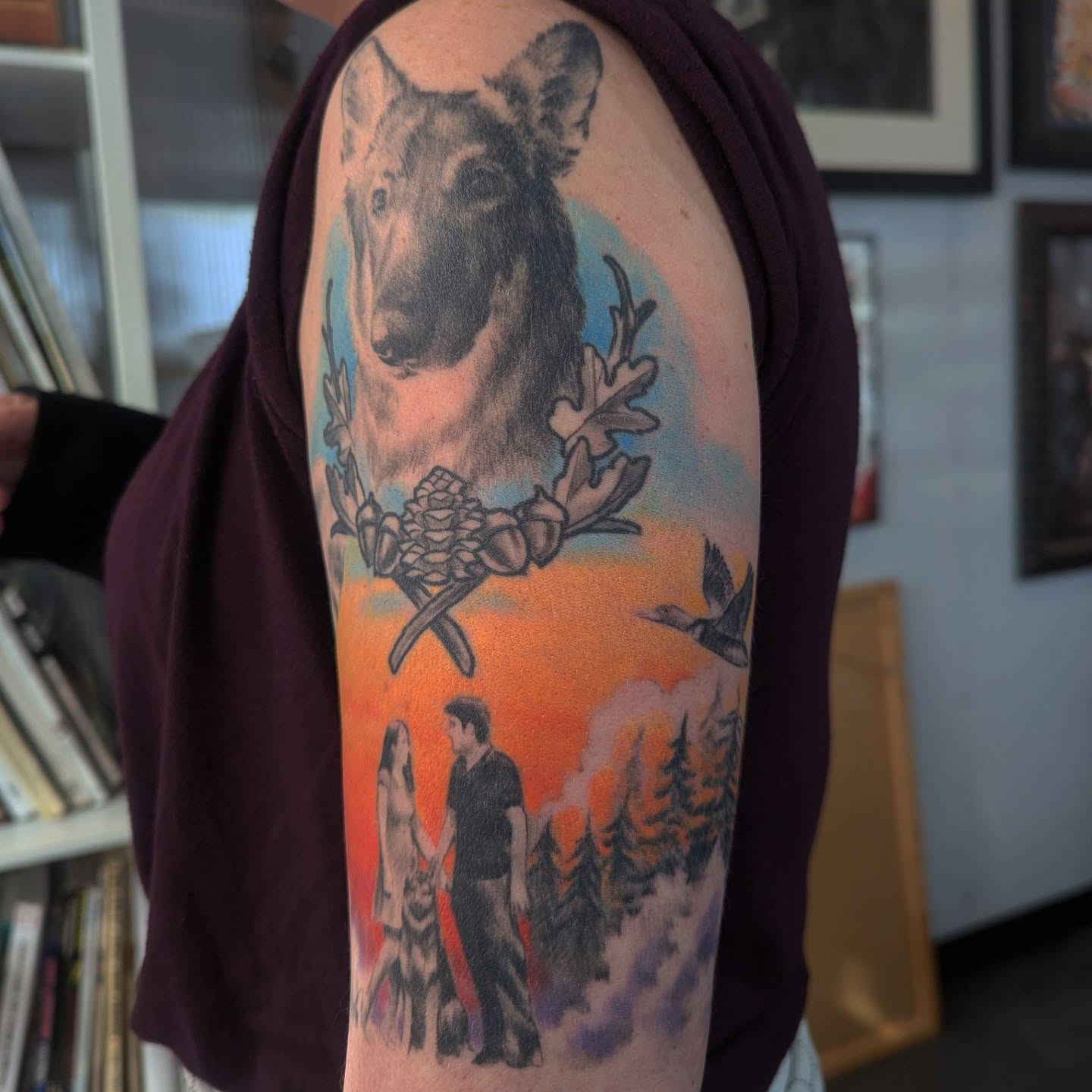Forest scene realism tattoo on the forearm by Nic Skrade, Minneapolis, Minnesota