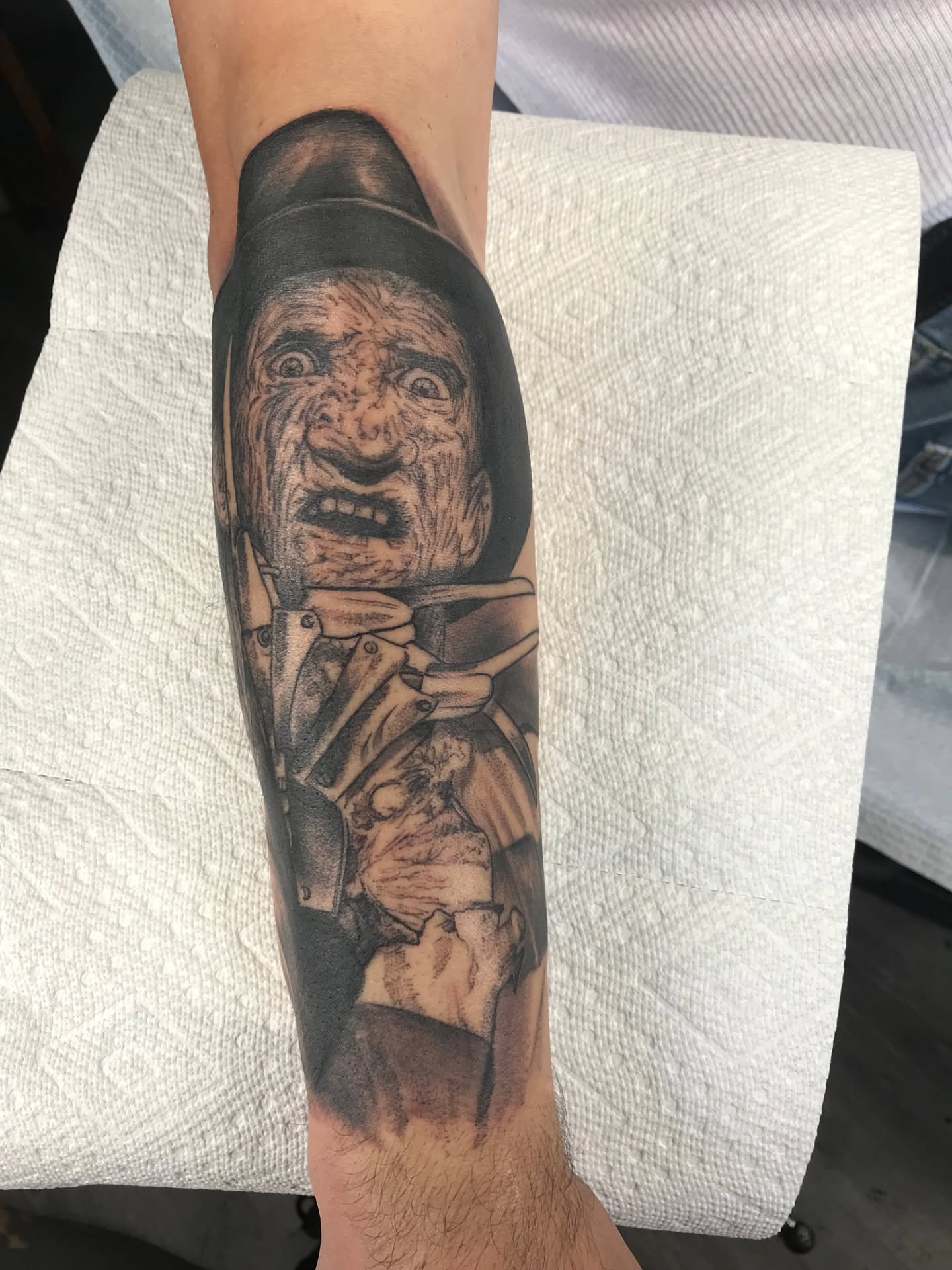 Old man realism tattoo on the forearm by German Romero-Rendon