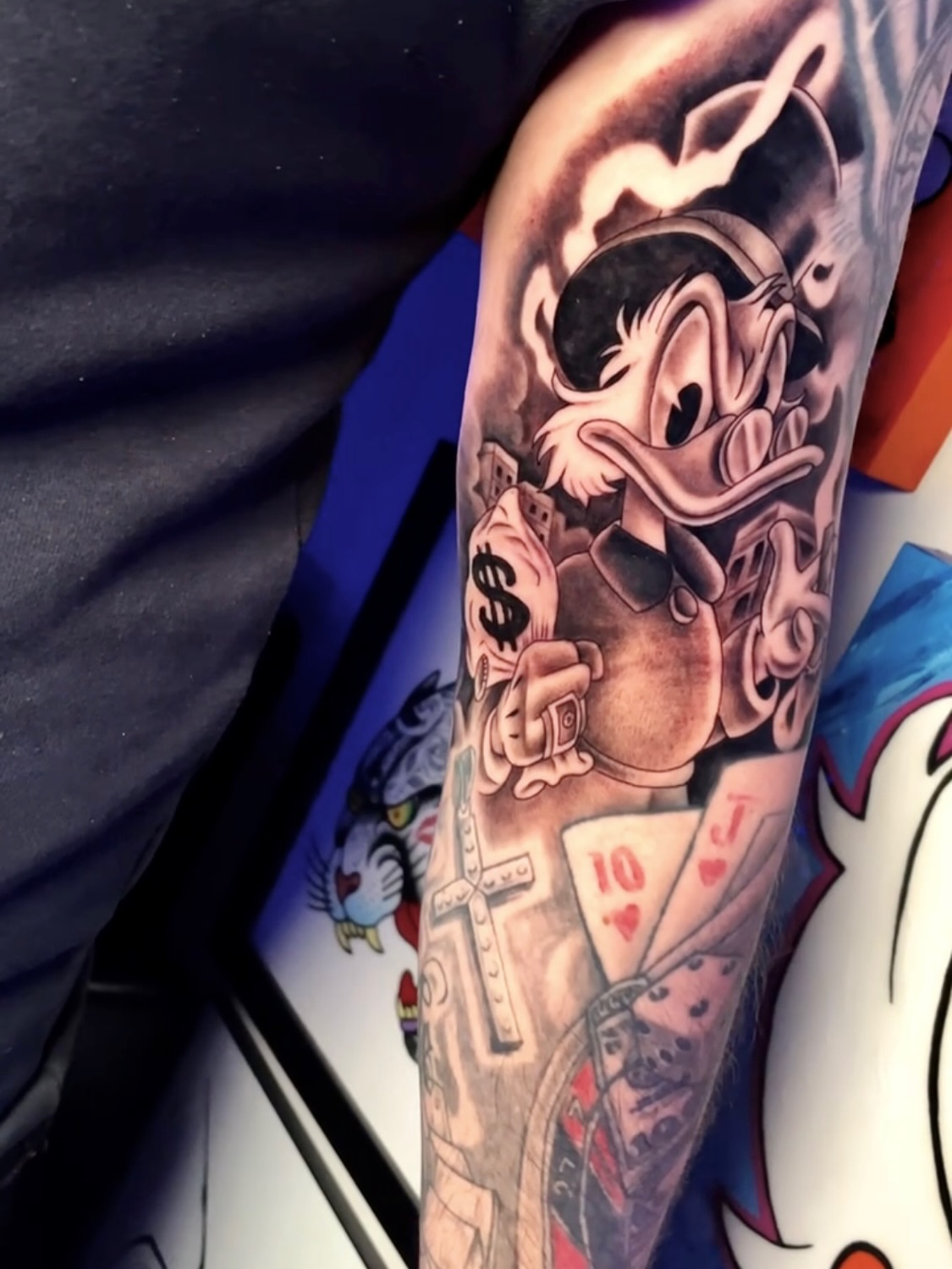 Donald duck American traditional tattoo on the forearm by Artfabn