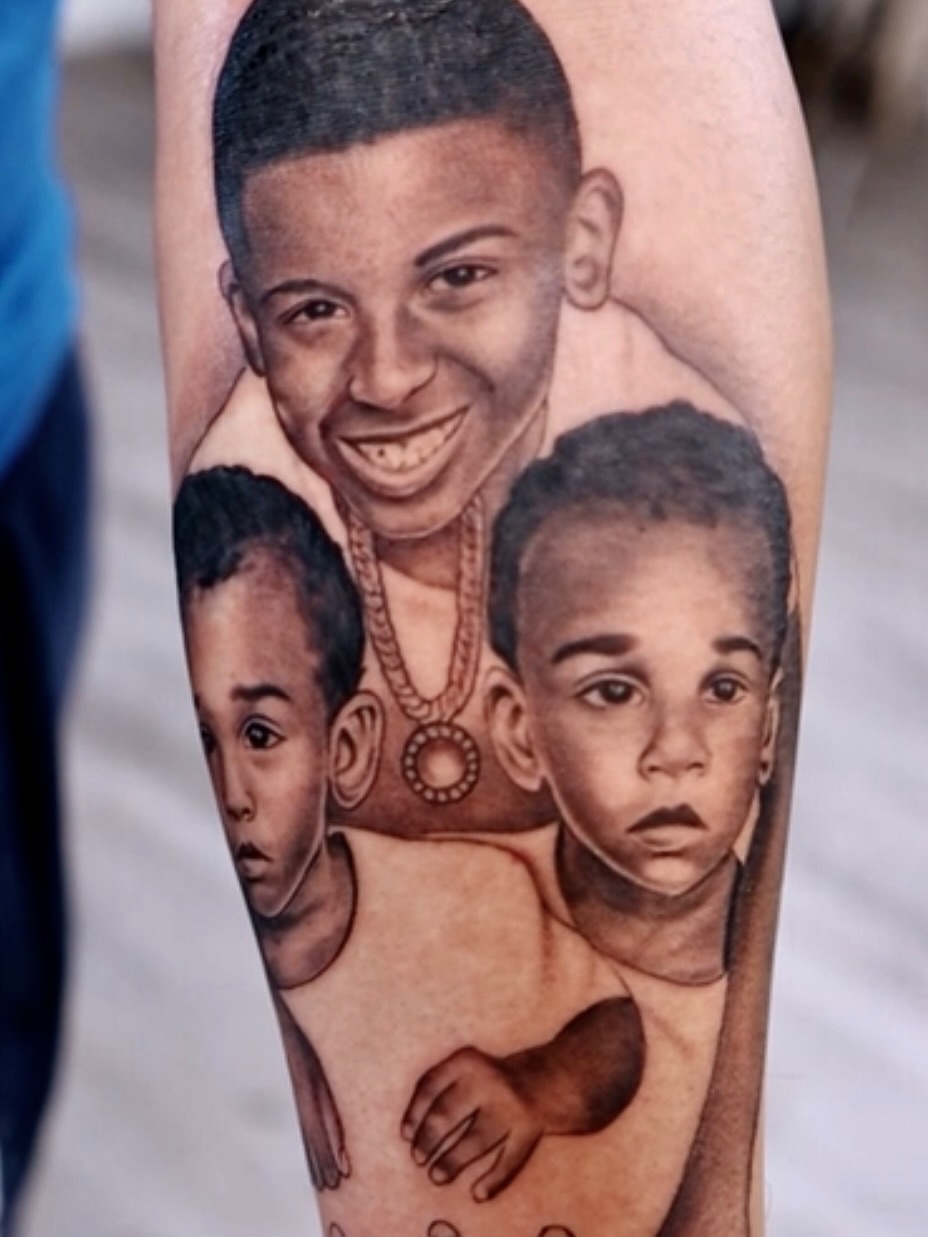 Portrait realism tattoo on the forearm by Artfabn