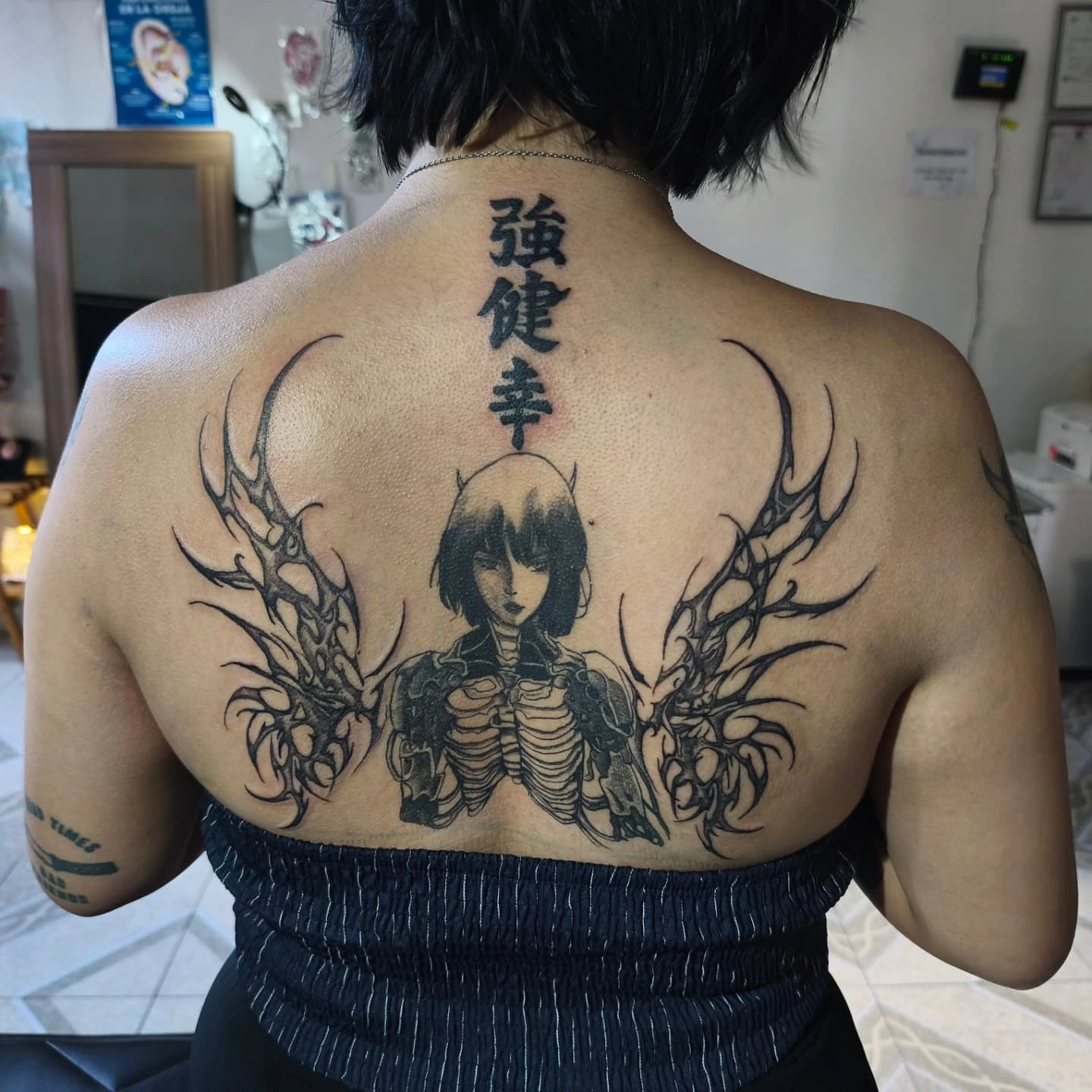 Tattoo by @mello_blue_tatto0 β anime, black_and_grey