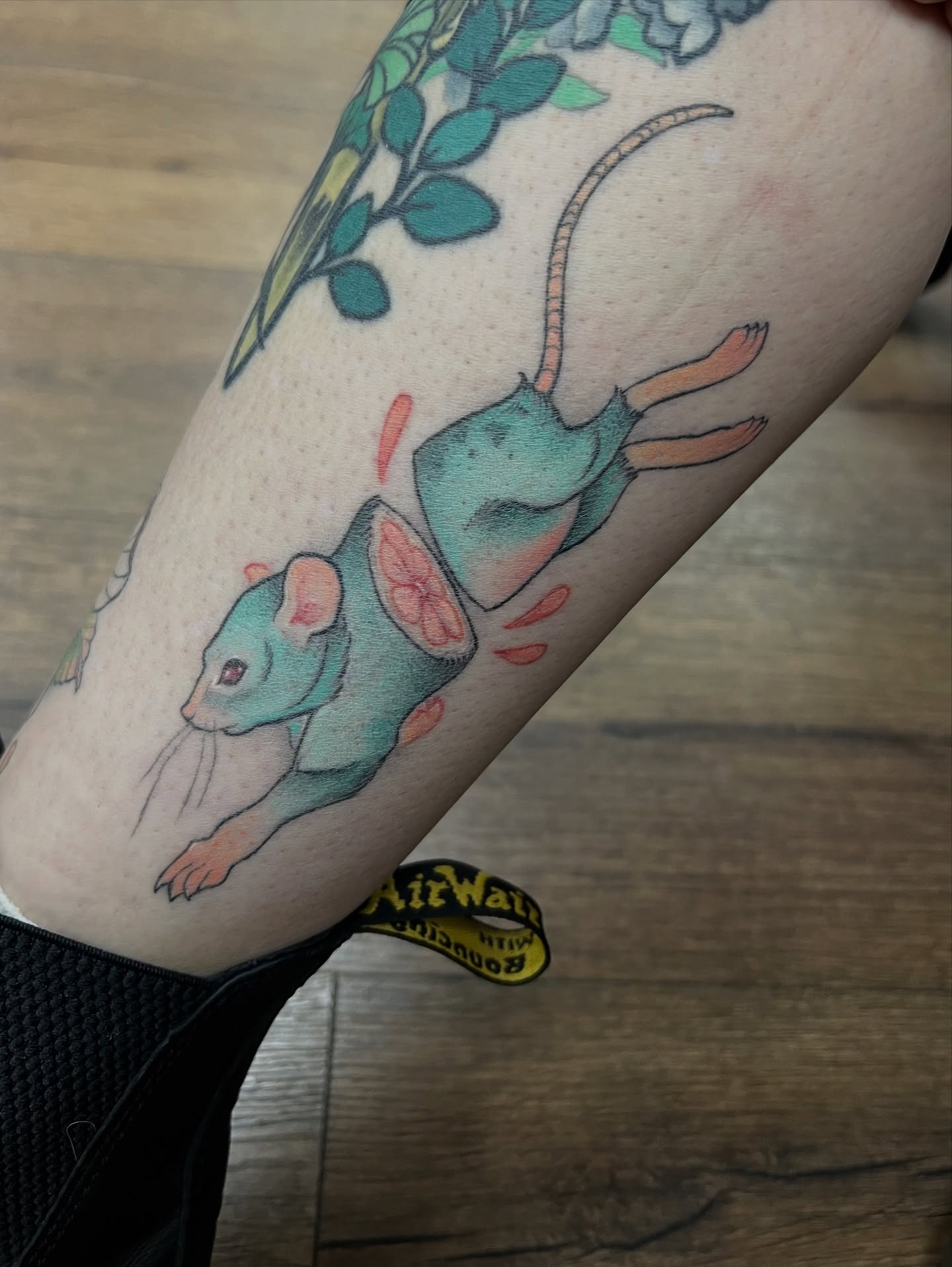 Mouse new school tattoo on the forearm by Maia Papaya Tattoos 🐝 Olympia Tattoo Artist