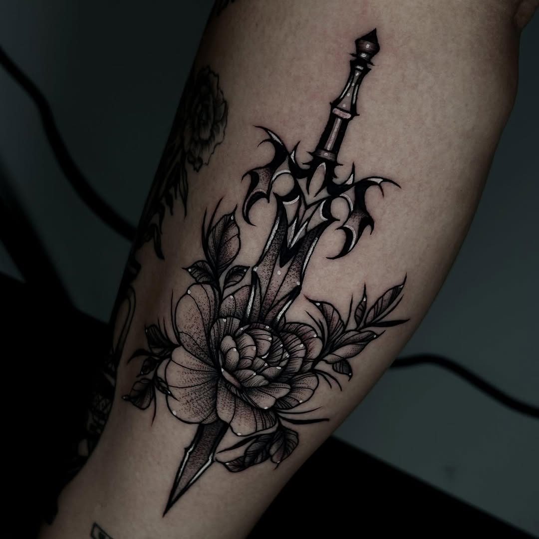 Tattoo by @monarch.tattoos — black_and_grey, dark_realism