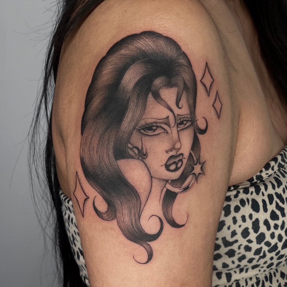 Tattoo by @ashleyworldpeace — american_traditional, black_and_grey