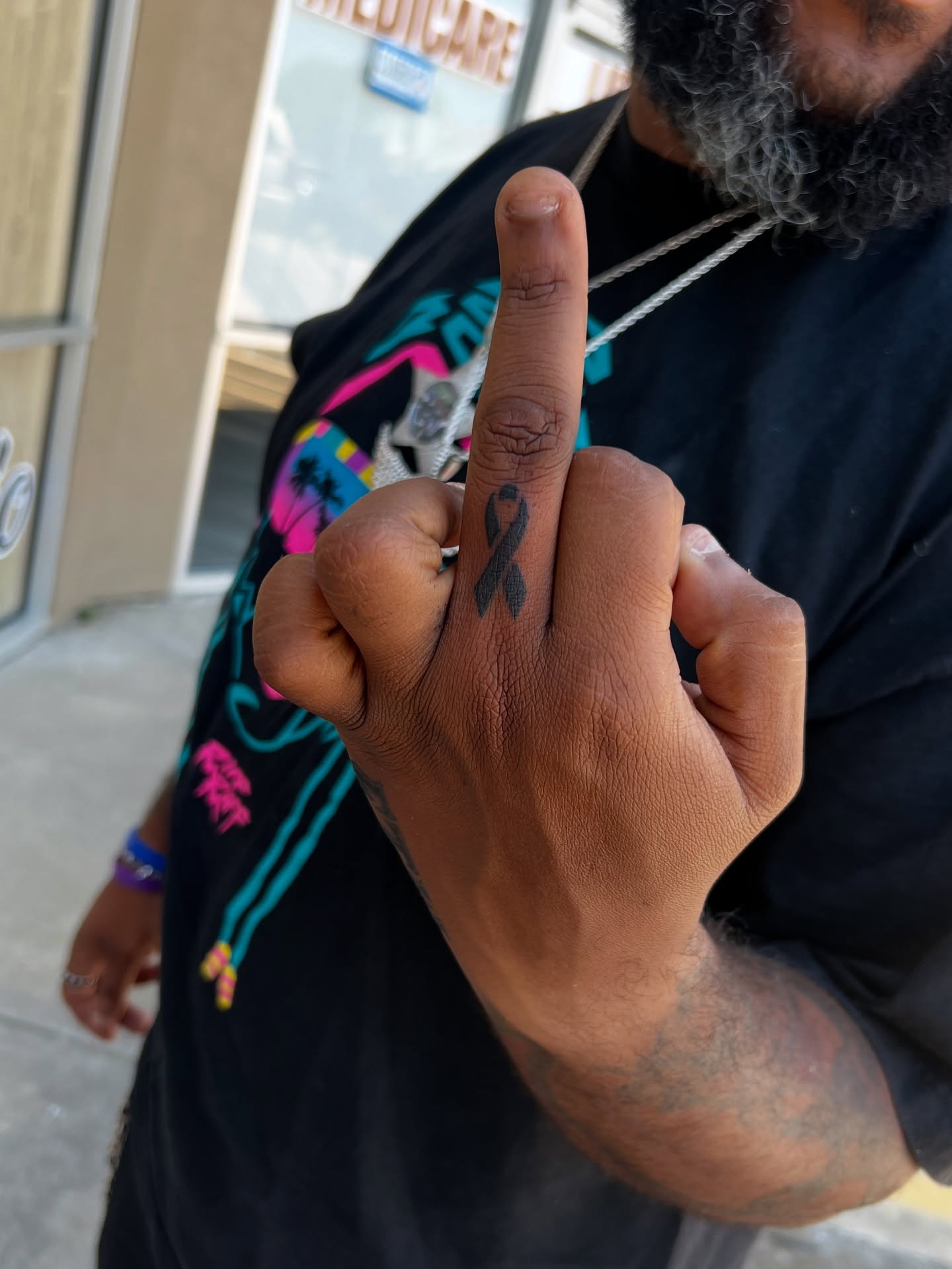 Ribbon black and grey tattoo on the hand by tatman cris 🥀 dfw tattoo artist