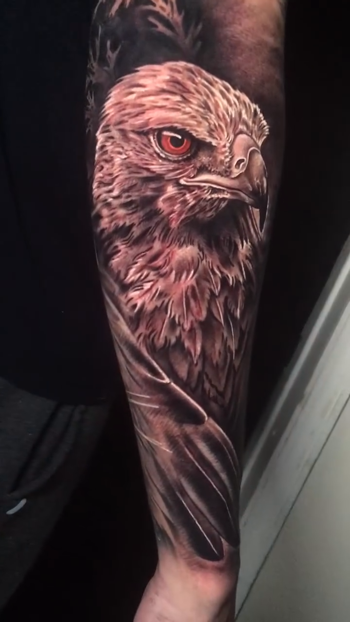 Eagle head realism tattoo by Jose Calderon
