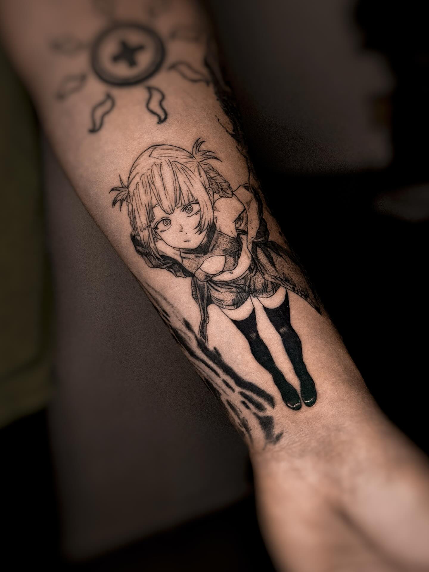 Anime character anime tattoo on the forearm by 조조