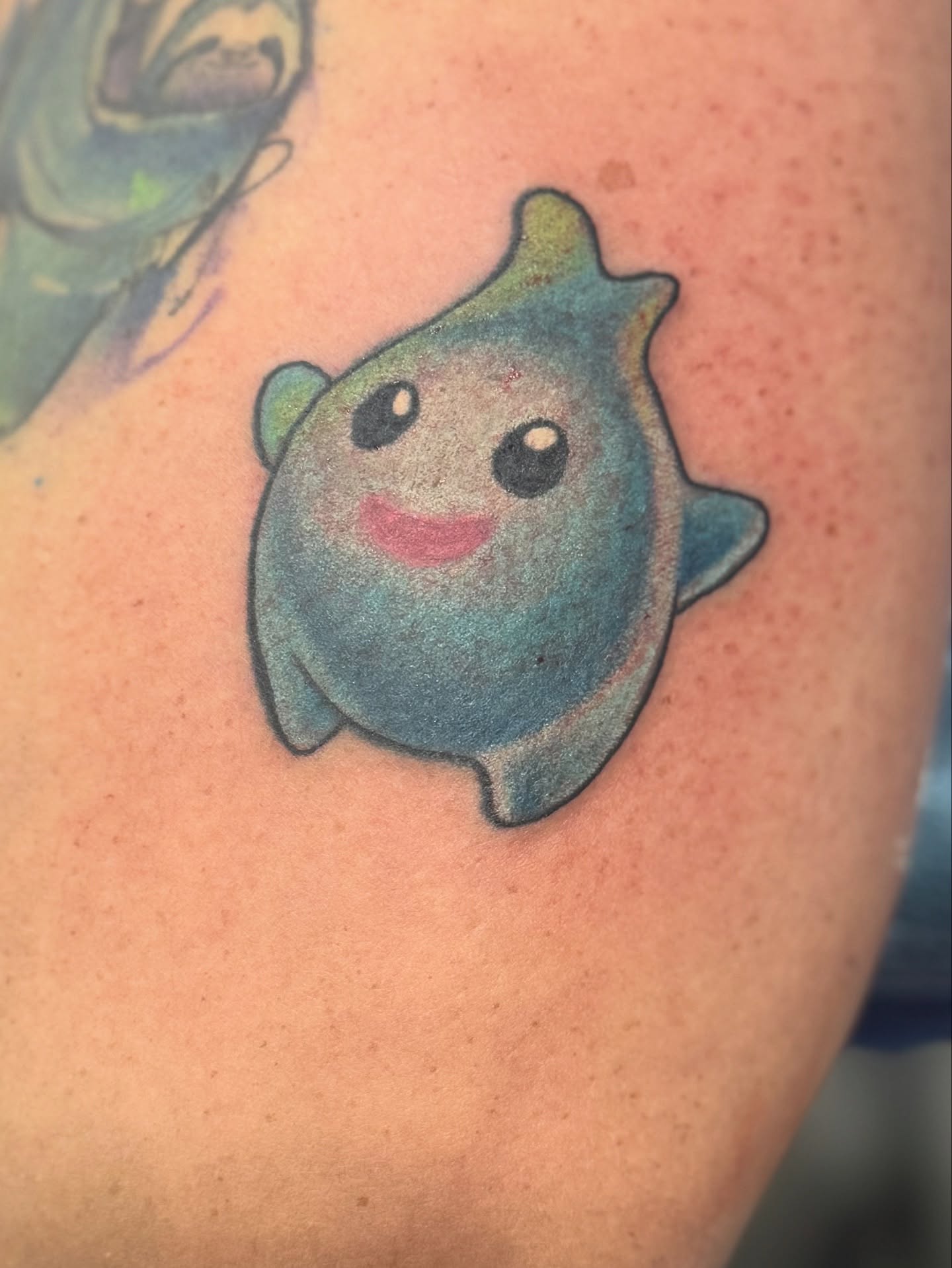 Squirtle new school tattoo on the shoulder by Michael James, Bronx, New York