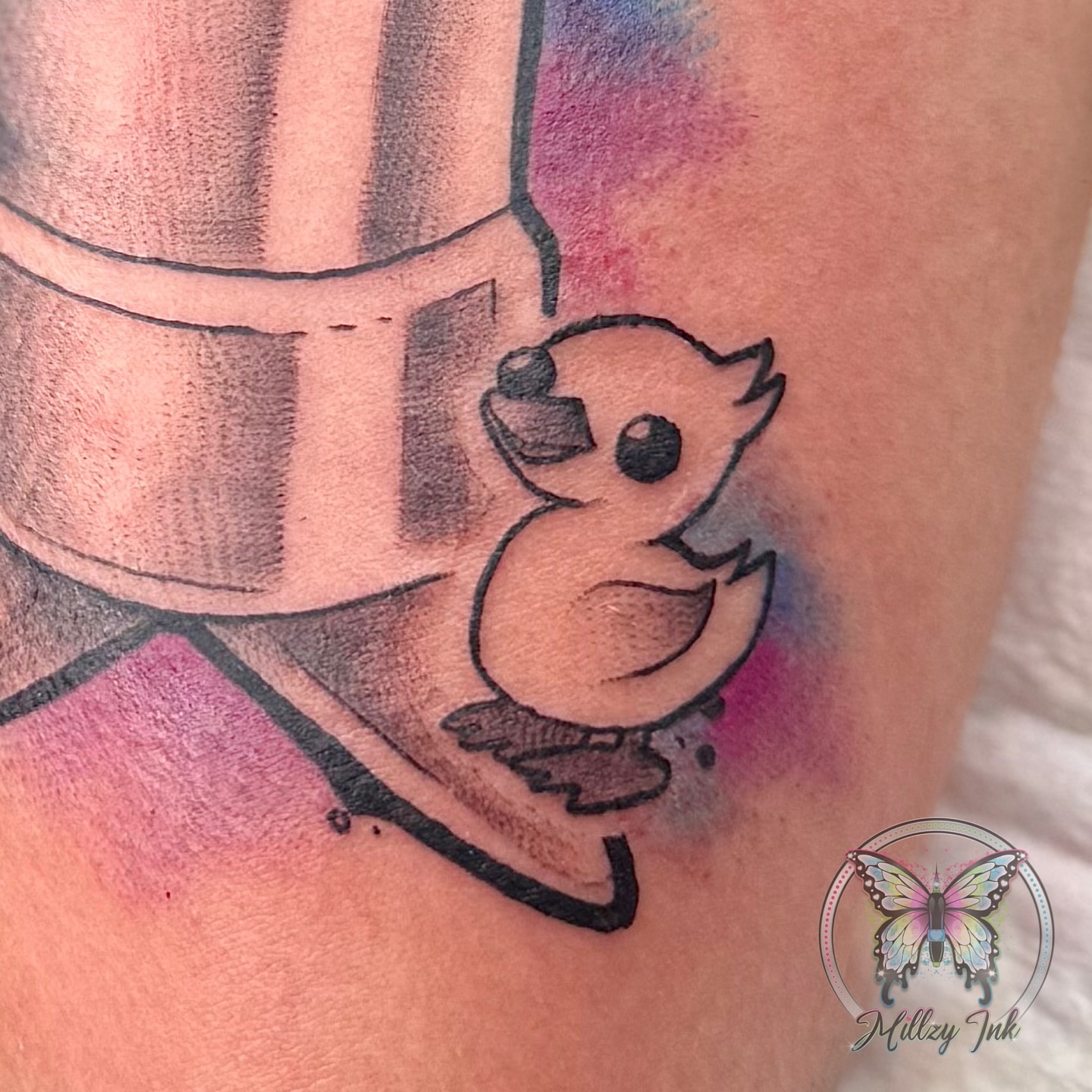 Koala watercolor tattoo on the thigh by Your Virginia Tattoo Bestie🫶🏽