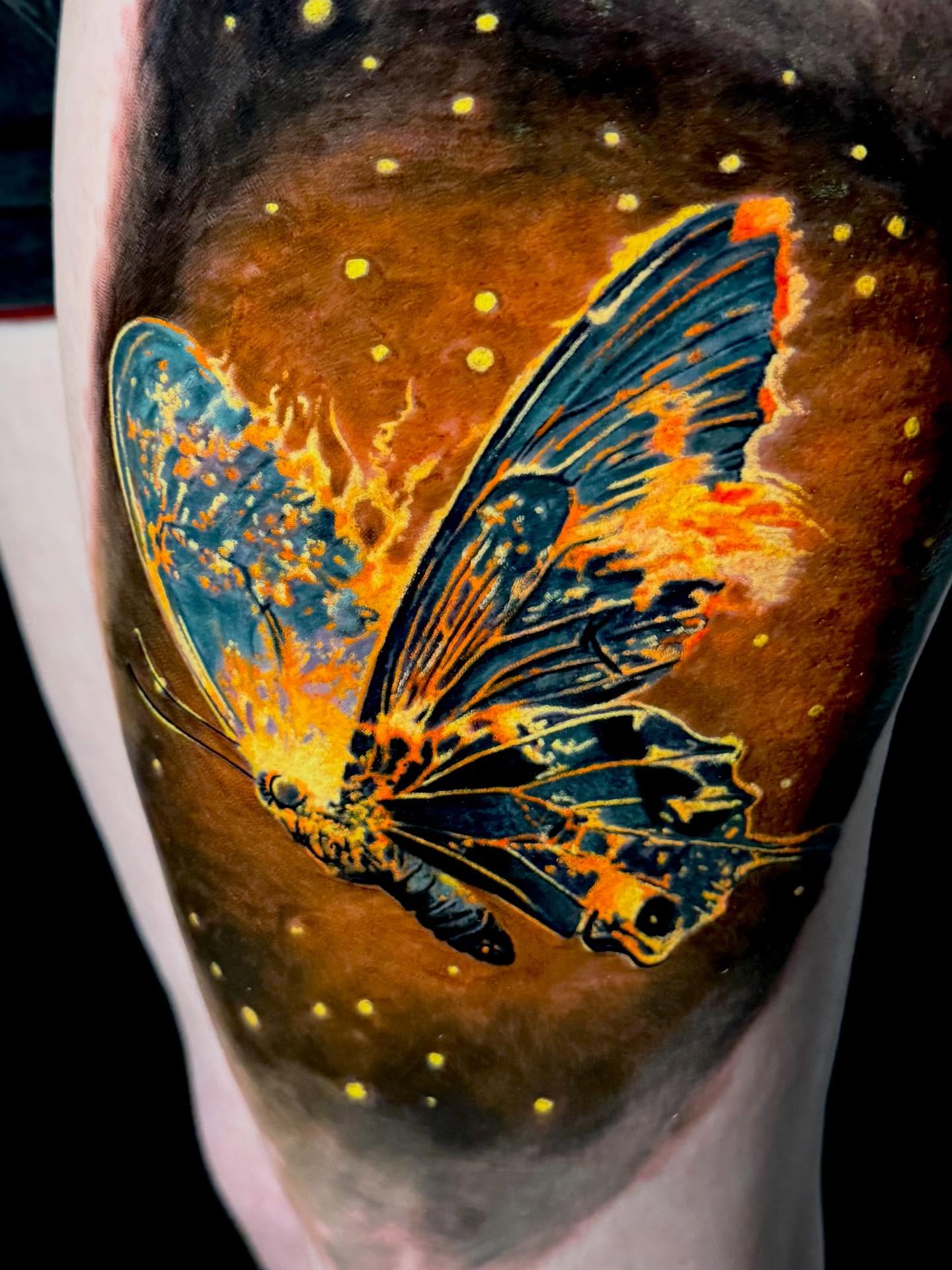 Tattoo by @calebwhitetattoos — dotwork, realism