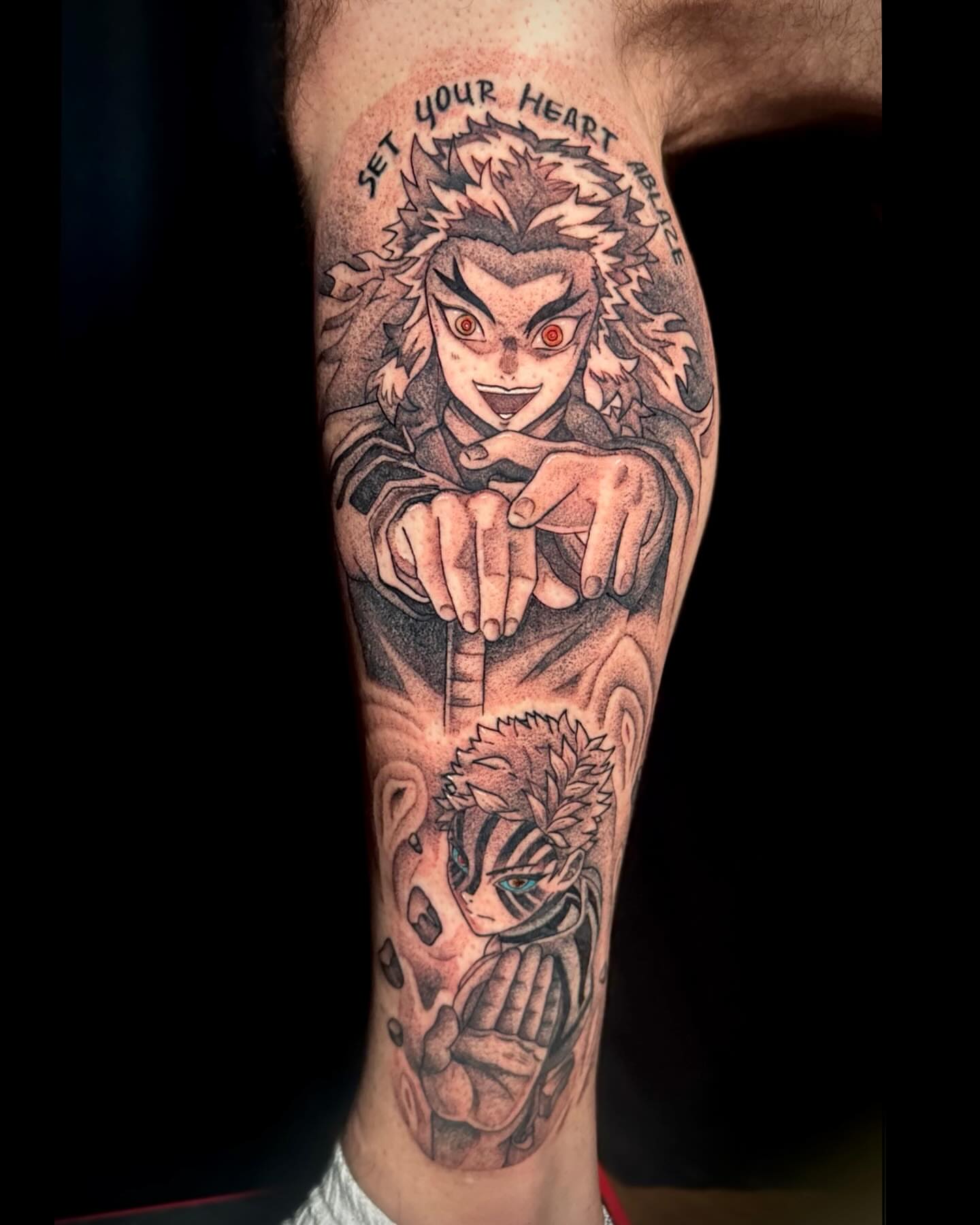 Tattoo by @jack_piscitelli_tattoos — dotwork, anime