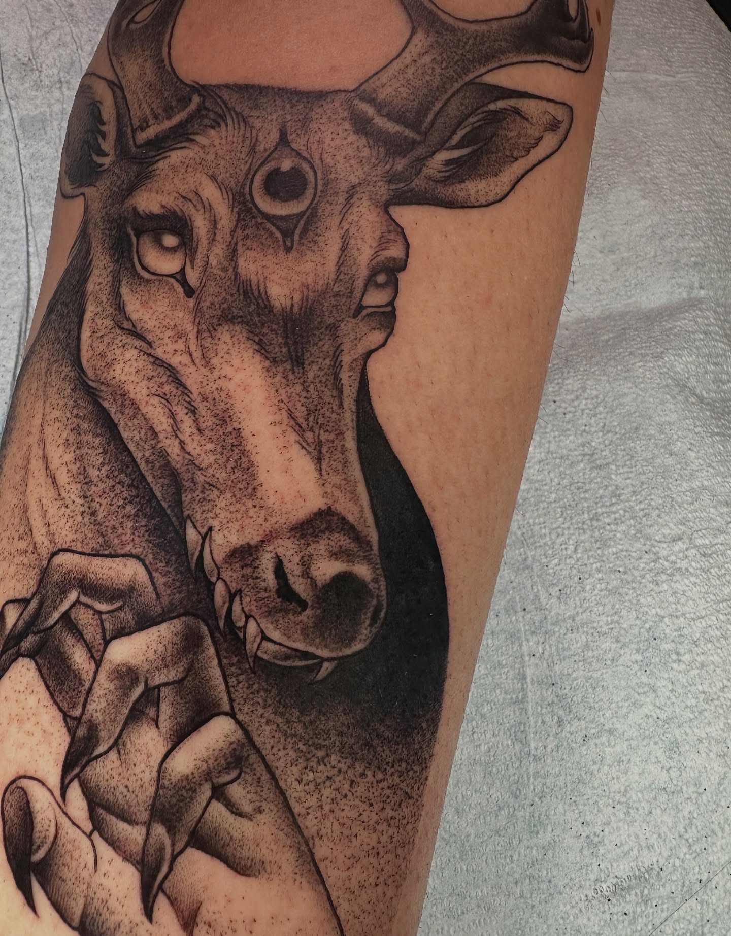 Tattoo by @grimmyweep — dotwork, realism