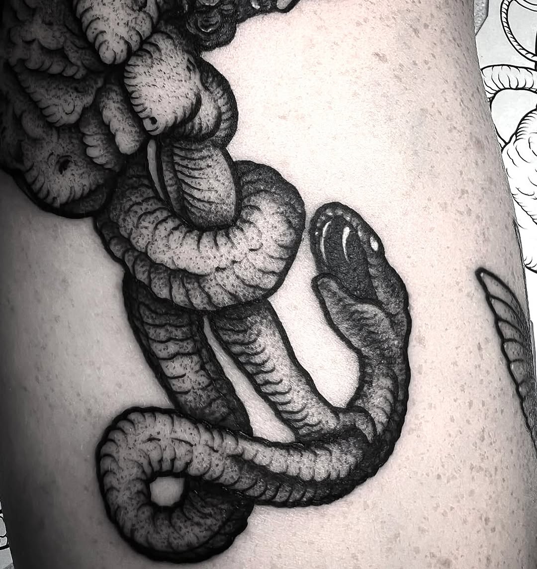 Tattoo by @jaredxhughes — black_and_grey, dotwork