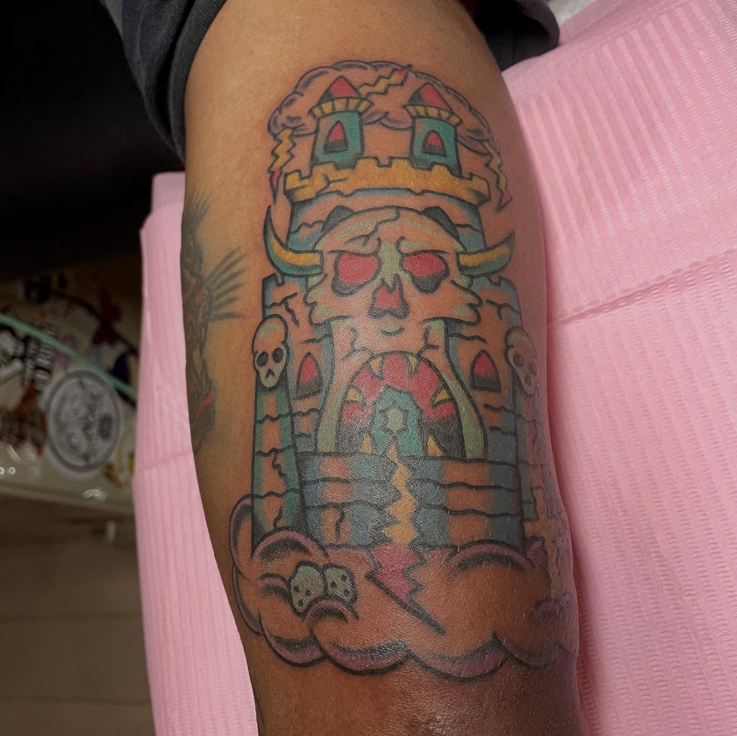 Tattoo by @love4evertatt2 — american_traditional, dotwork