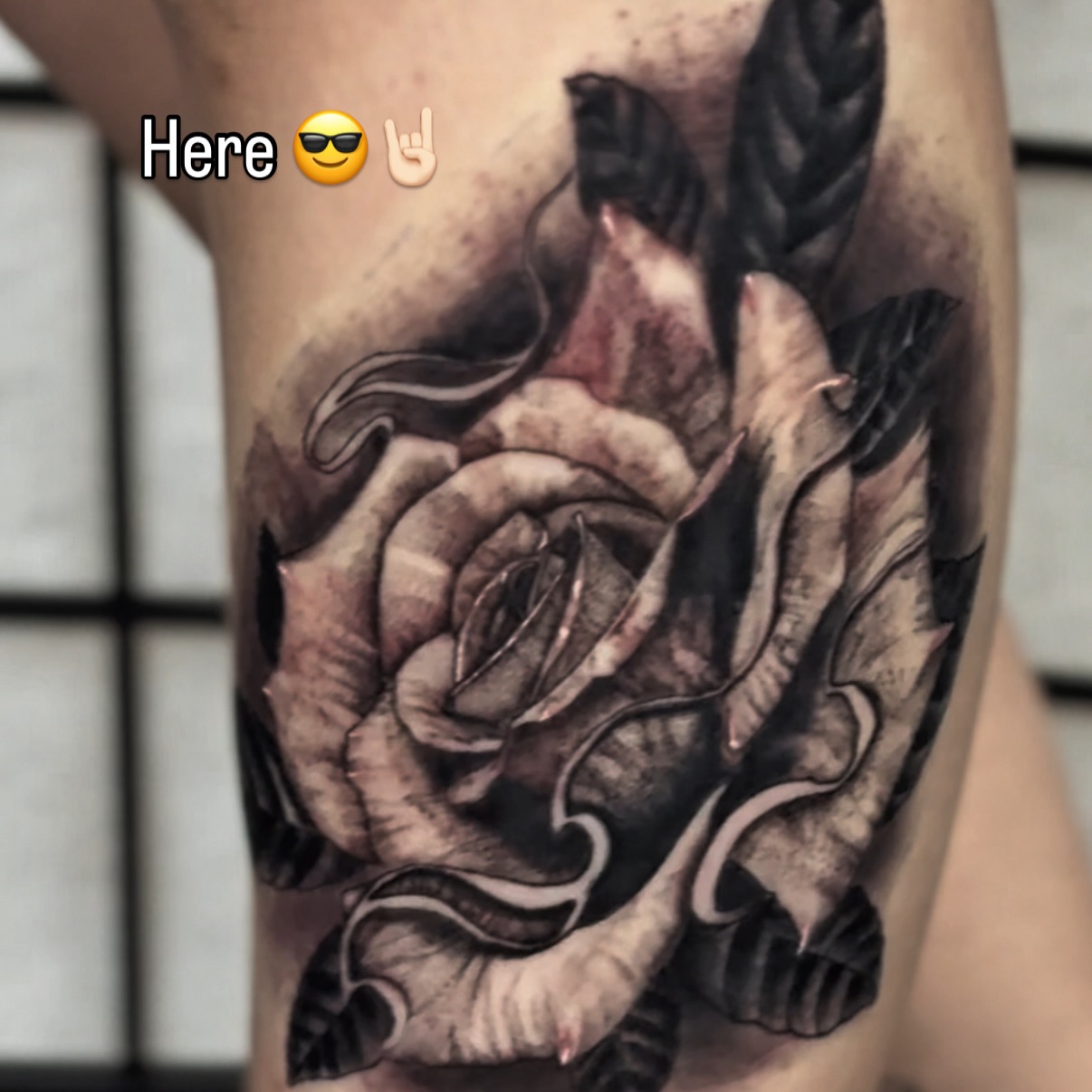 Rose realism tattoo on the forearm by C.J. Rued