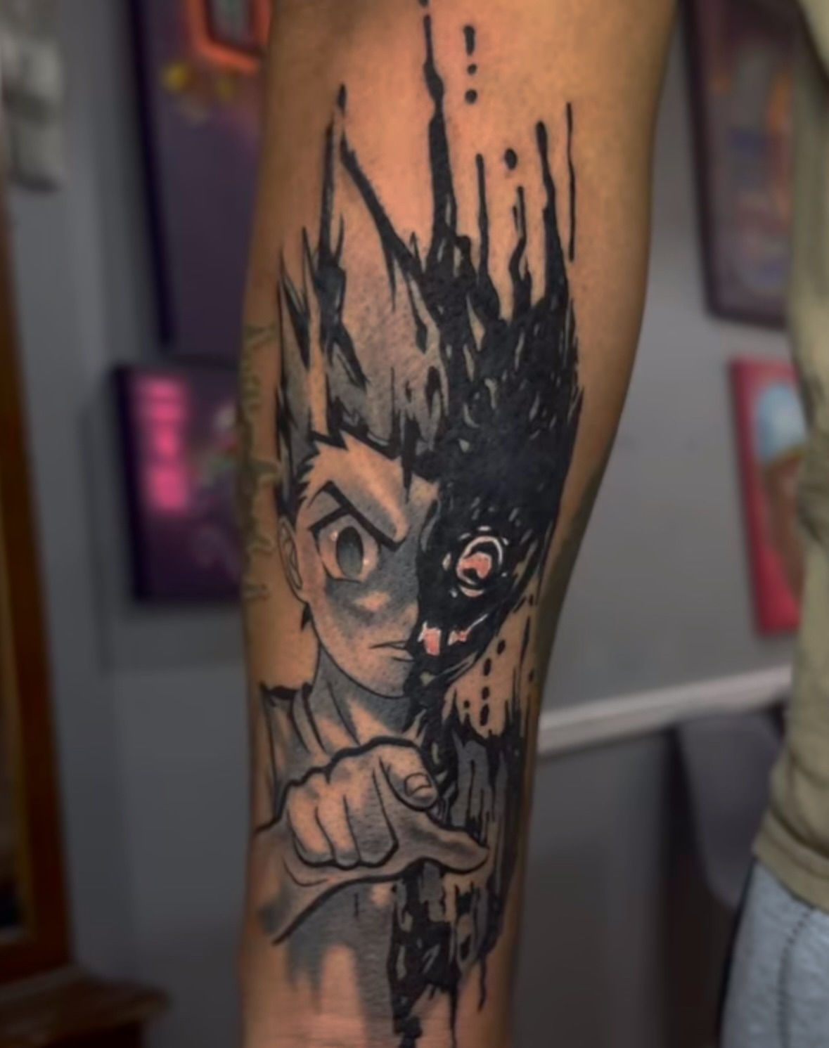 Tattoo by @commonwealthtattoo757 — anime, dotwork