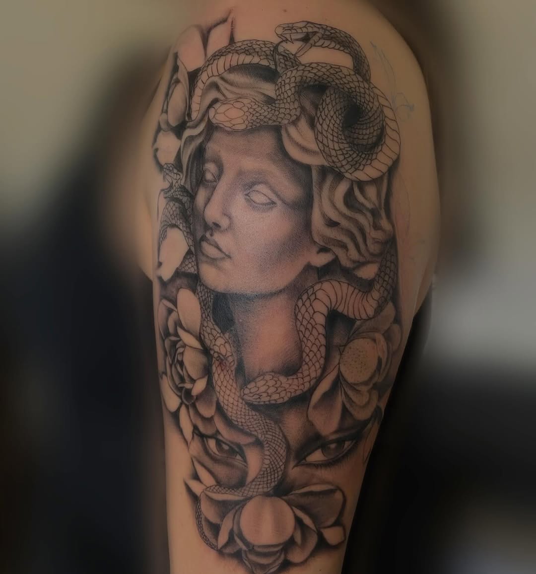 Tattoo by @sageandsintattoo — realism, black_and_grey