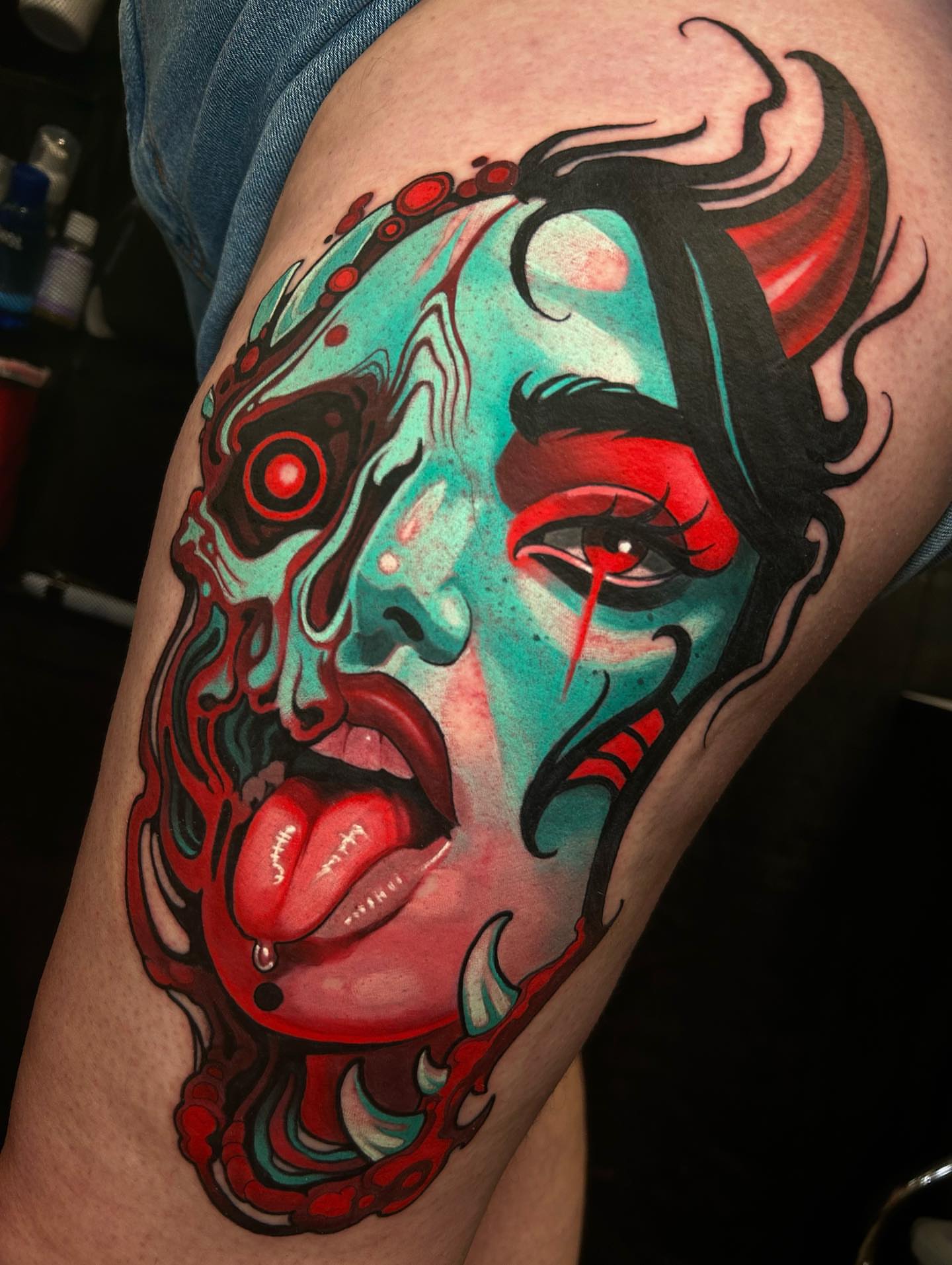 Tattoo by @teamrockettattoo — american_traditional, dark_realism