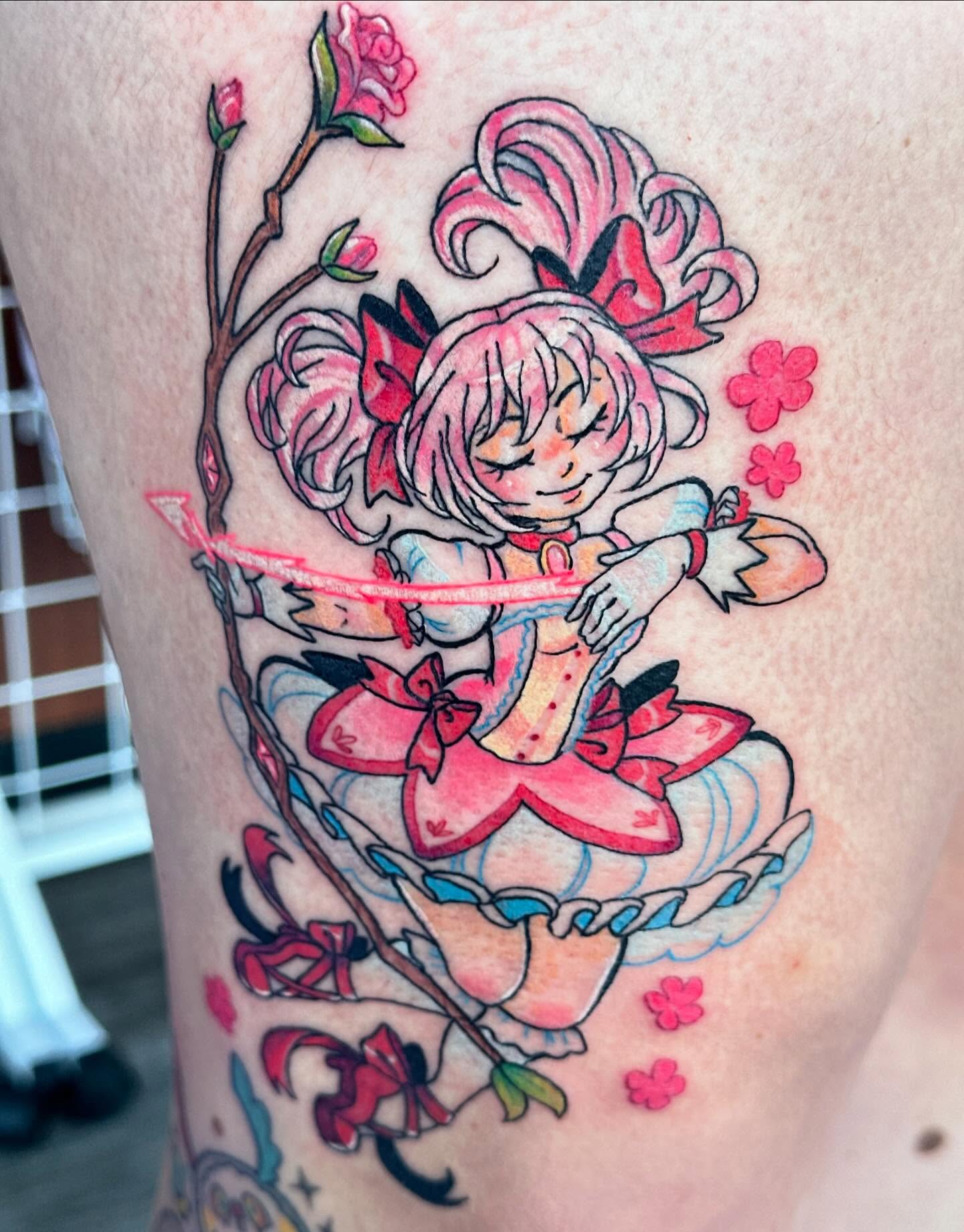 Tattoo by @pinbug — anime, dotwork