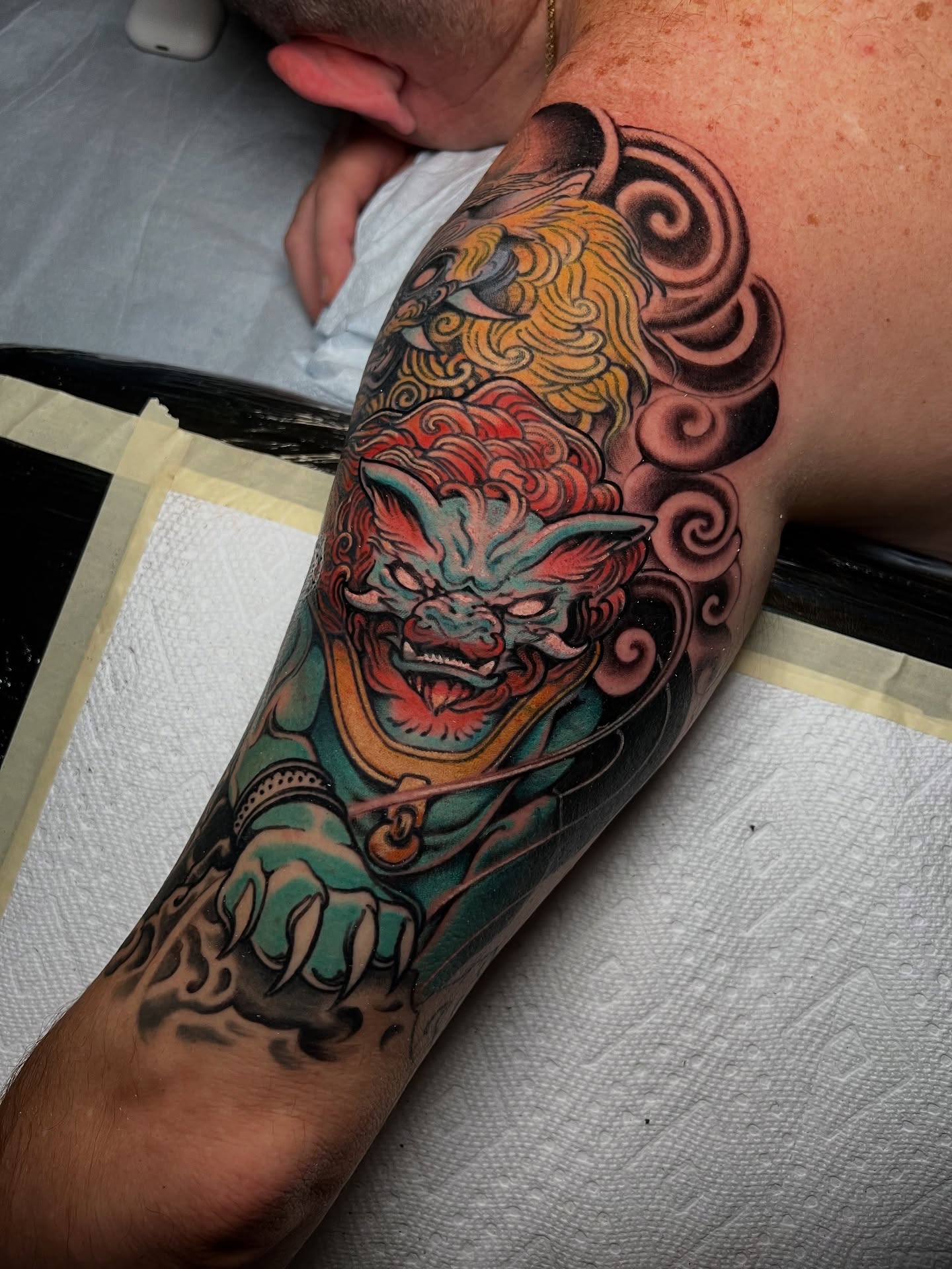 Demon japanese irezumi tattoo on the forearm by Fredd Chino