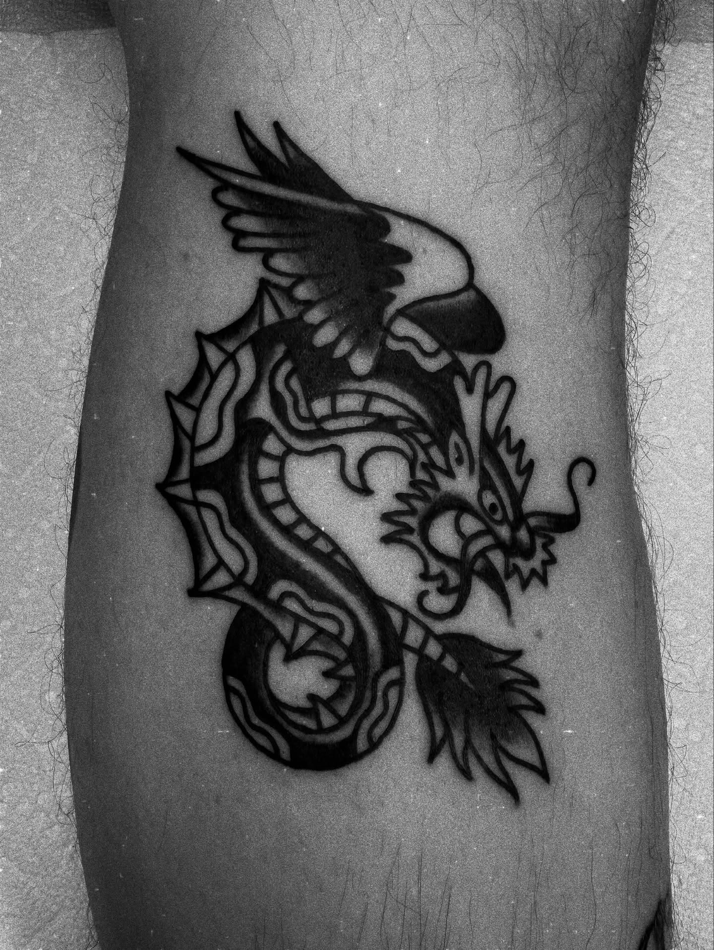 Tattoo by @bigmoon_18 — black_and_grey