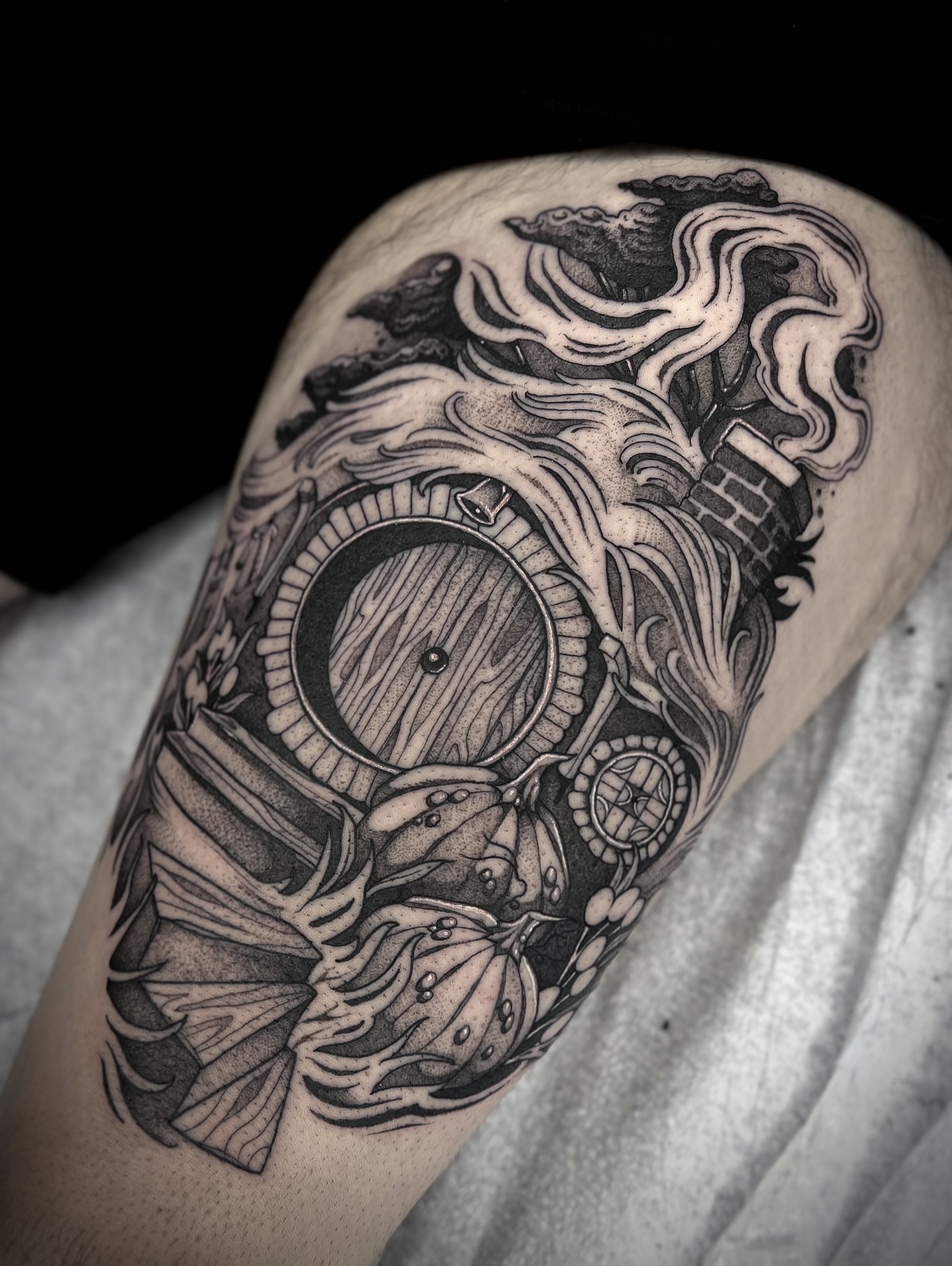 Tattoo by @kayseeshuster — black_and_grey, realism