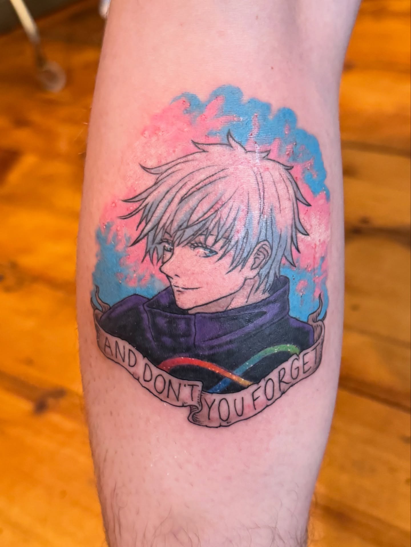 Anime character anime tattoo on the forearm by Rebeka Chase [Sobodacha]