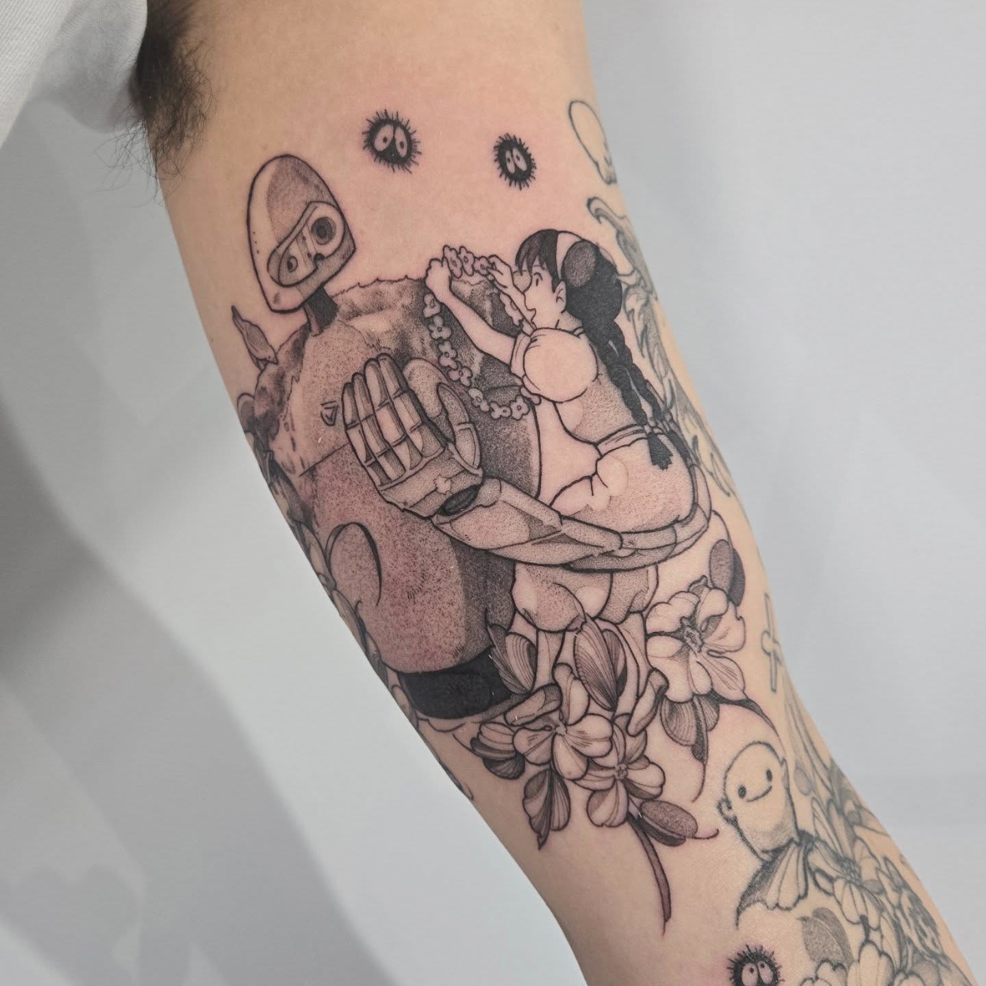 Tattoo by @savshimi — anime, dotwork
