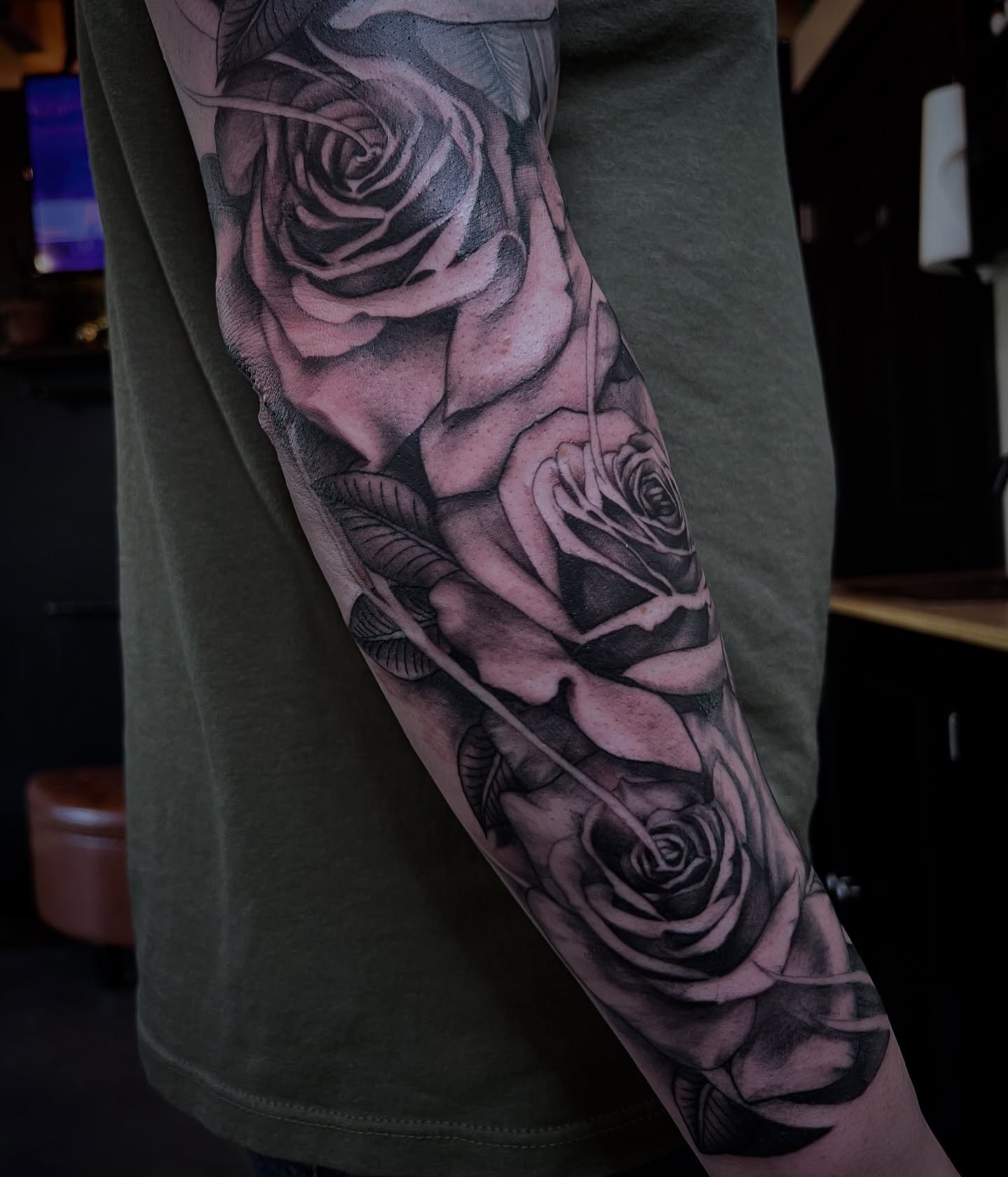 Roses realism tattoo on the forearm by Amanda Leitch