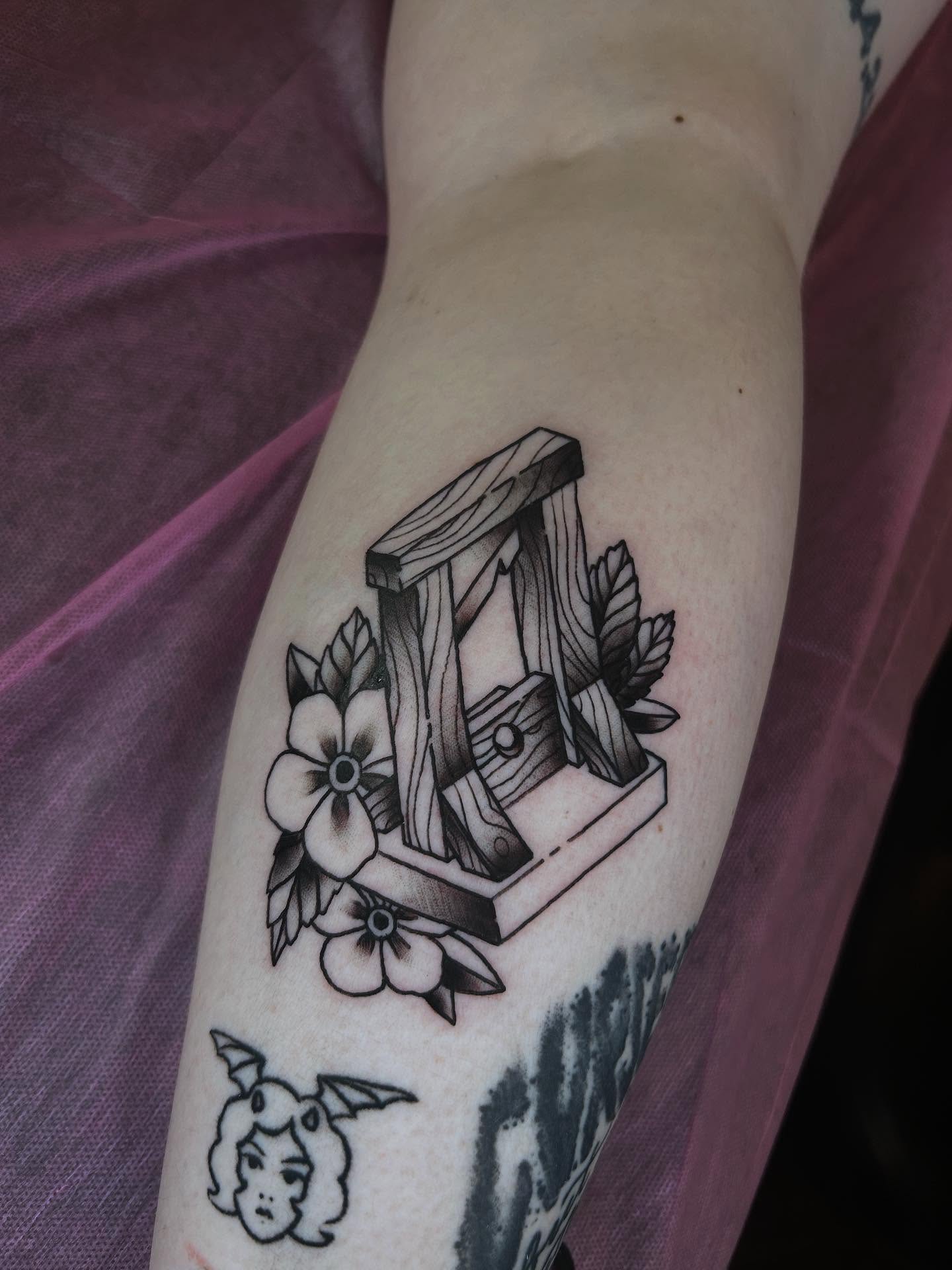 Tattoo by @backhandedculture — black_and_grey