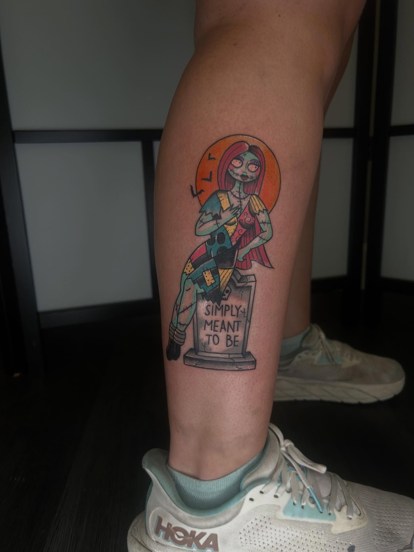 Zombie woman dotwork tattoo on the thigh by Cameron 🩸👻