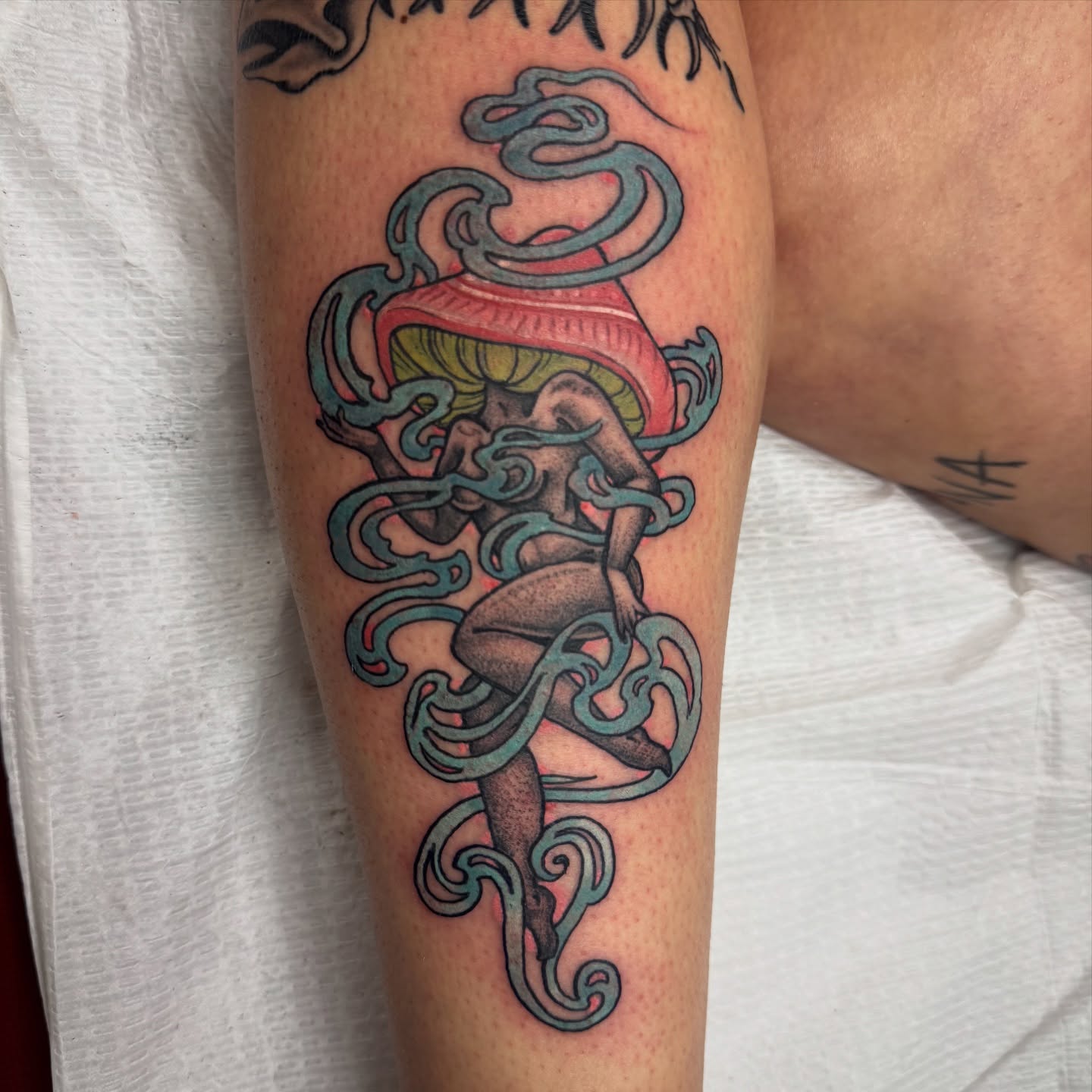 Mermaid American traditional tattoo on the forearm by Brian DiCola Tattooer
