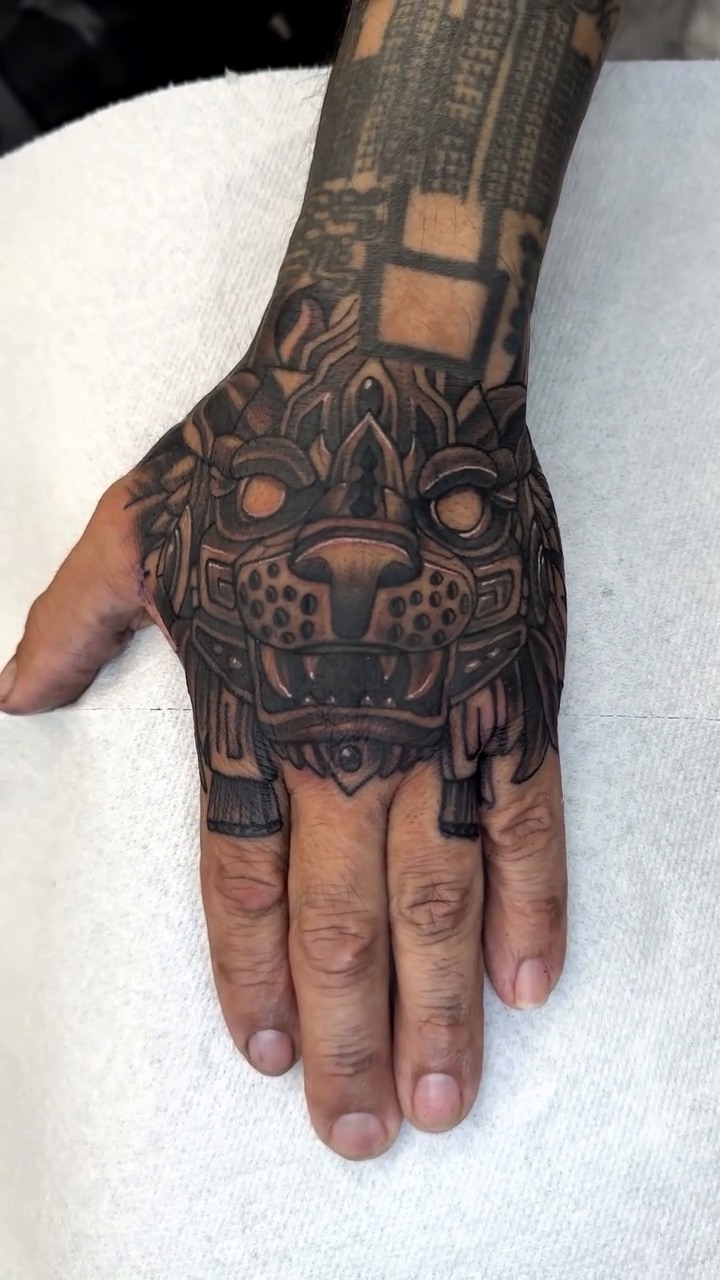 Jaguar head blackwork tattoo by Gabah🌹