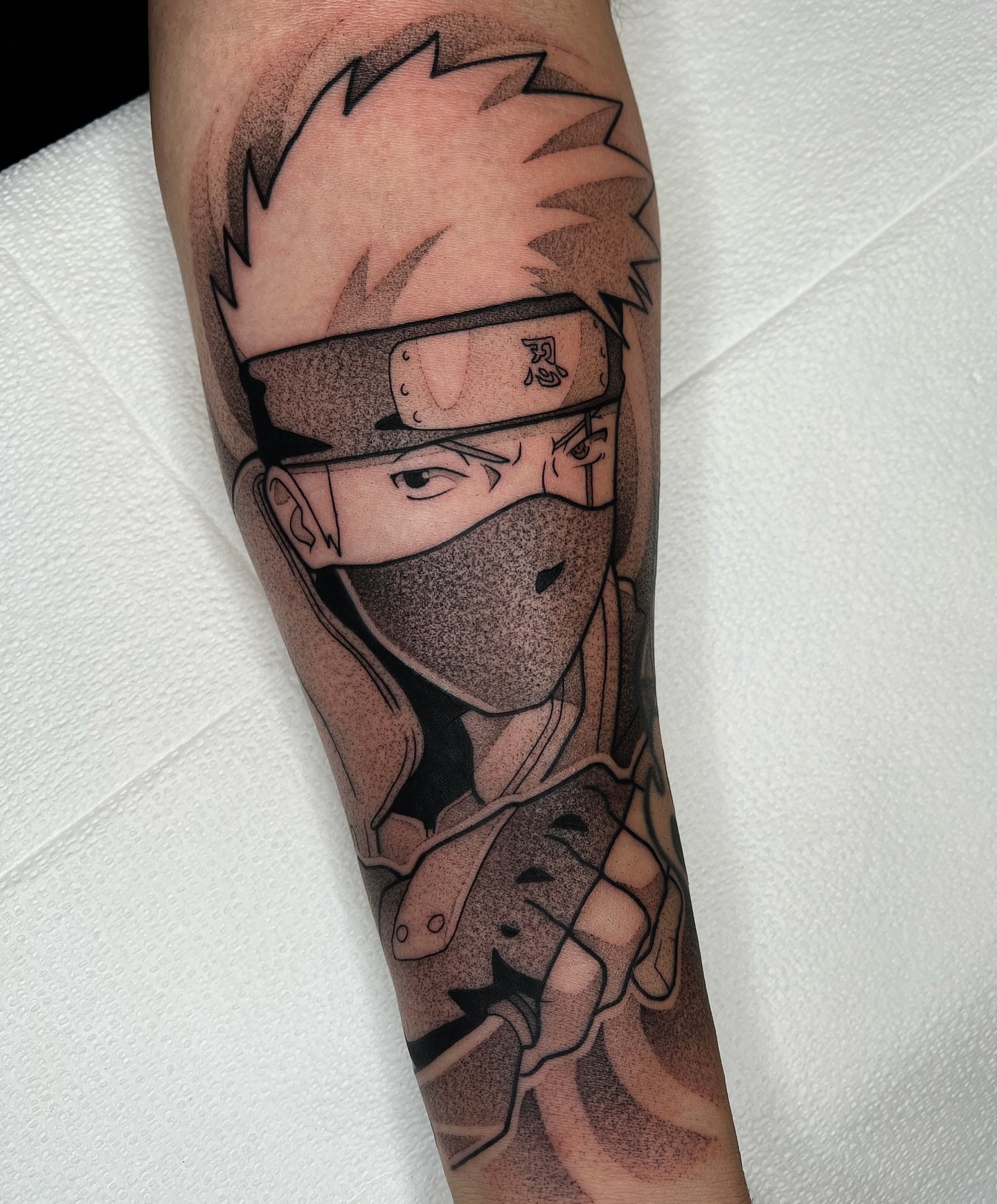 Tattoo by @z__tattoos — dotwork, anime