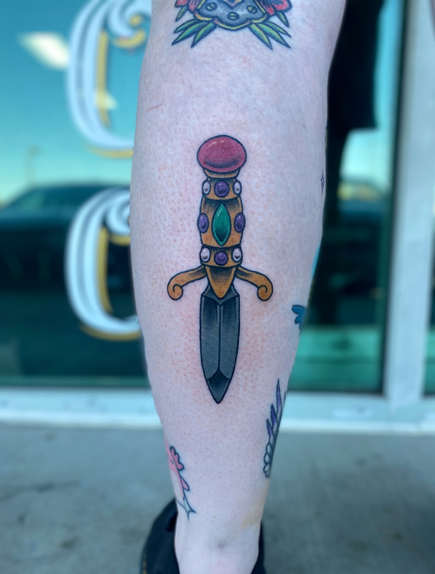 Sword American traditional tattoo on the forearm by Elliot Jaye Valentine