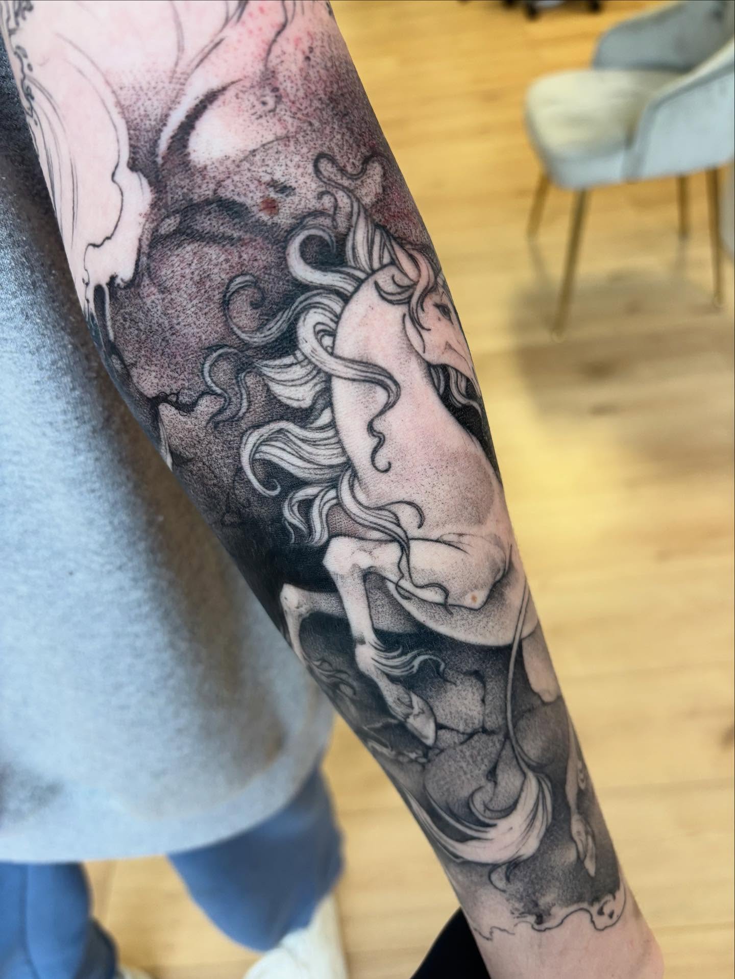 Tattoo by @joelytattoos — dotwork, realism