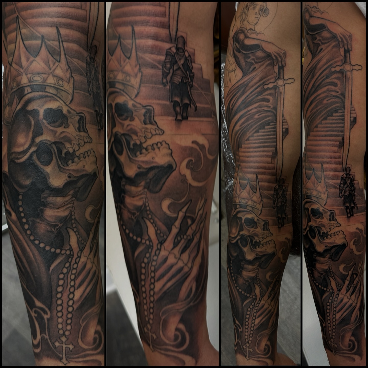 Tattoo by @johntarrao — black_and_grey, dark_realism