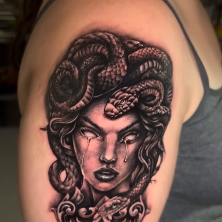 Tattoo by @dr_zeus_tattoo — dark_realism, black_and_grey