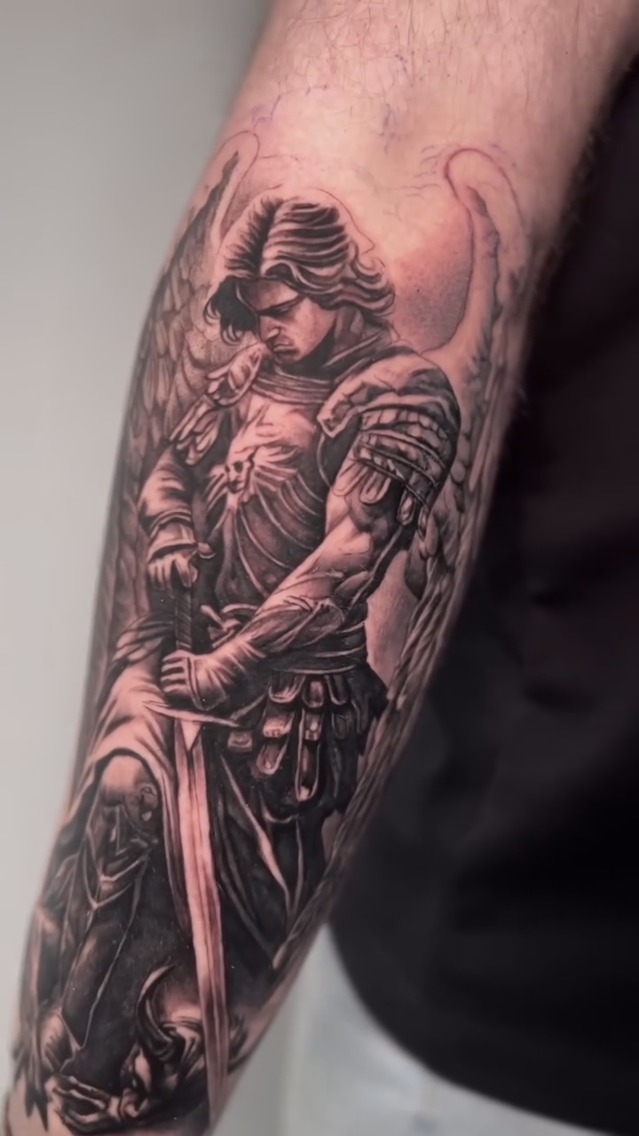 Tattoo by @mannyfacestattoo — realism, black_and_grey