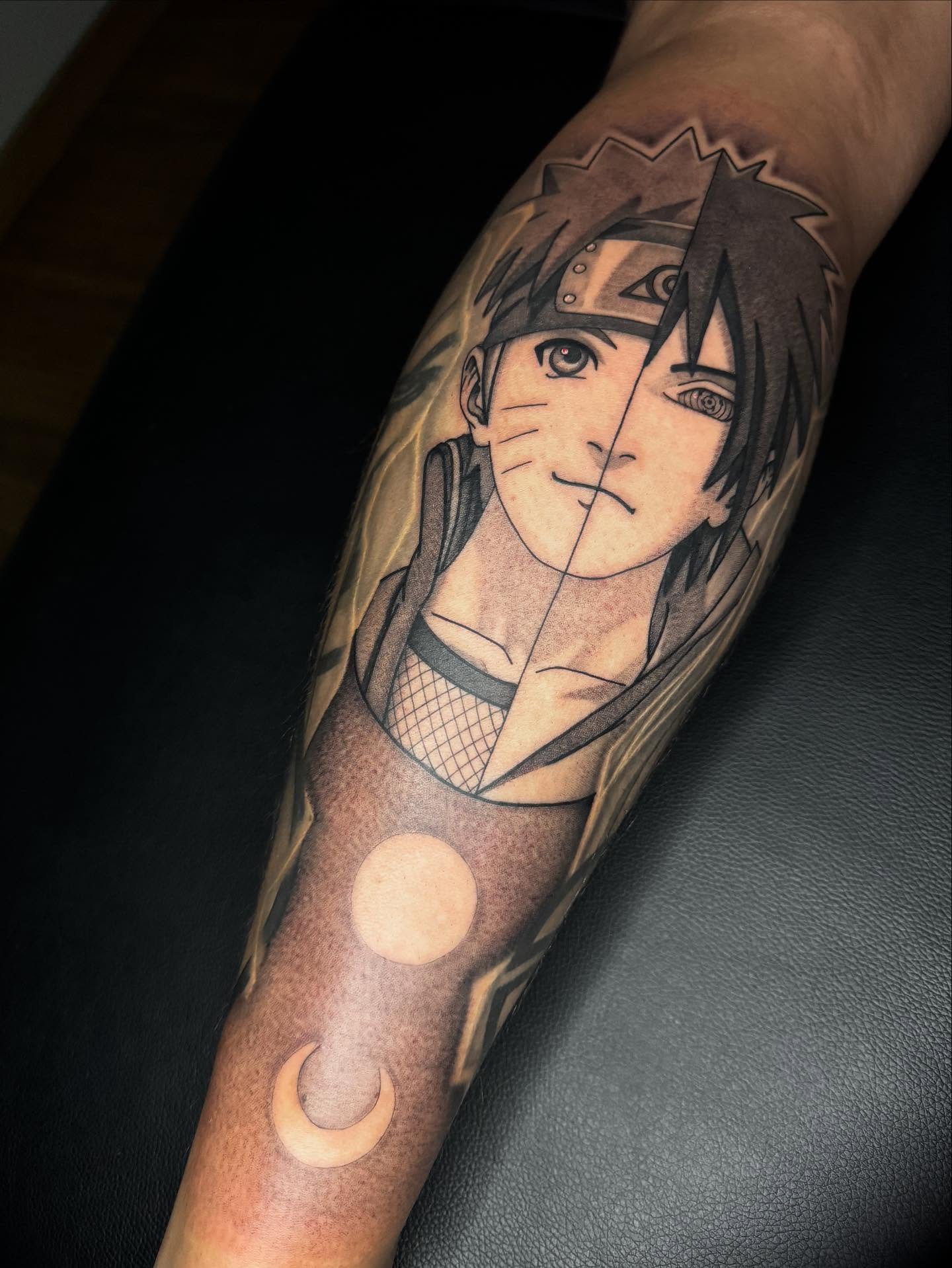 Anime character anime tattoo on the forearm by Austin Tattoo Artist, Austin, Texas