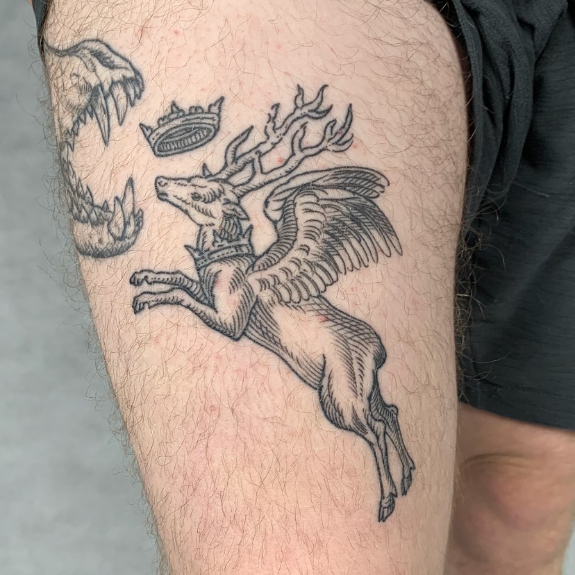 Tattoo by @tabby_wirebach_tattoos — black_and_grey